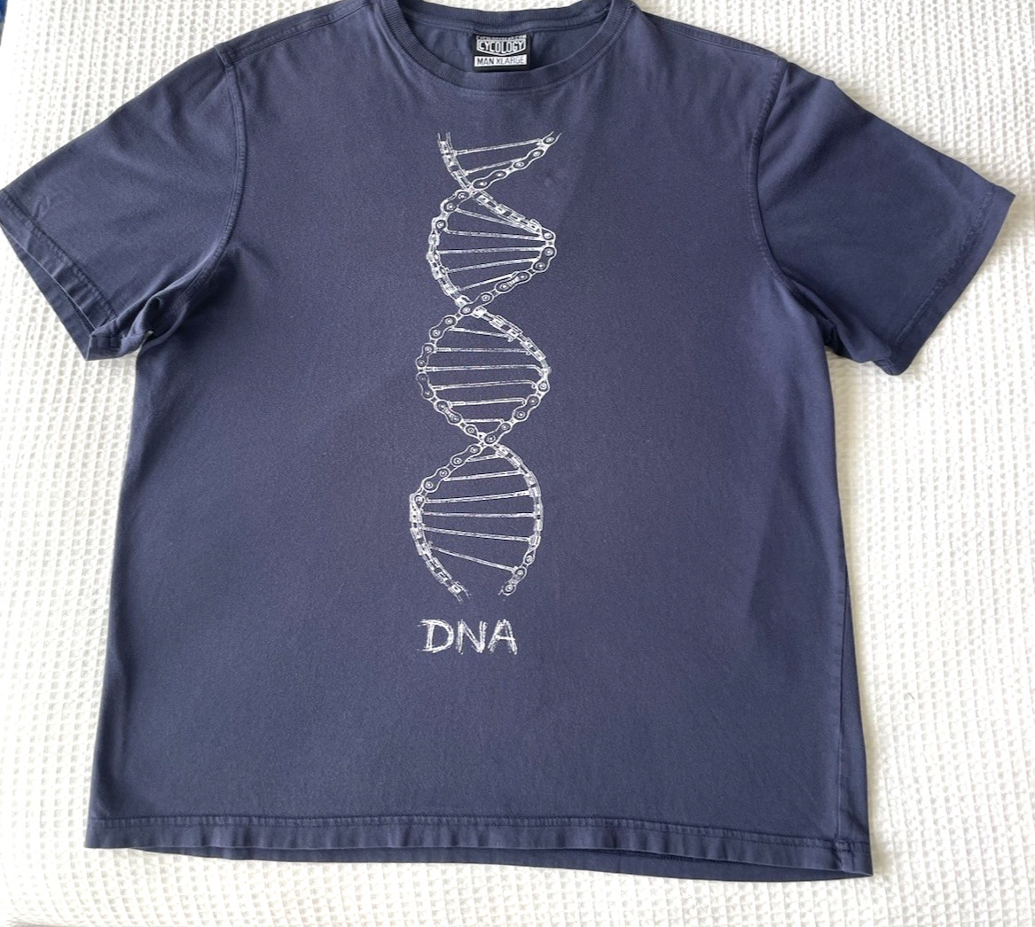 Cycology Men’s Size XL Short Sleeve T-Shirt Tee DNA Blue 100% Cotton Cycling