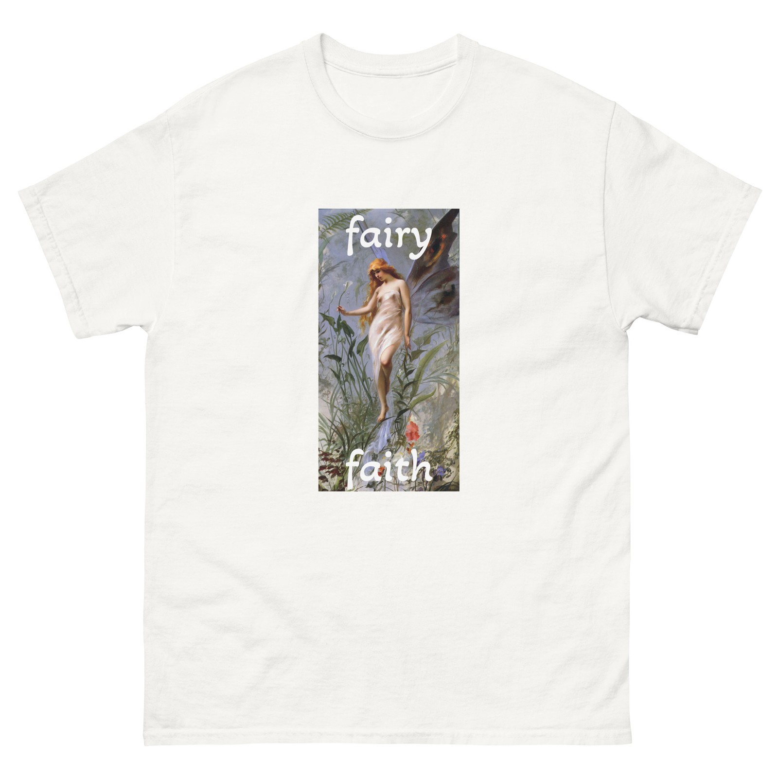 Female Fairy Faith Irish Celtic Ireland unisex white cotton tee shirt t-shirt