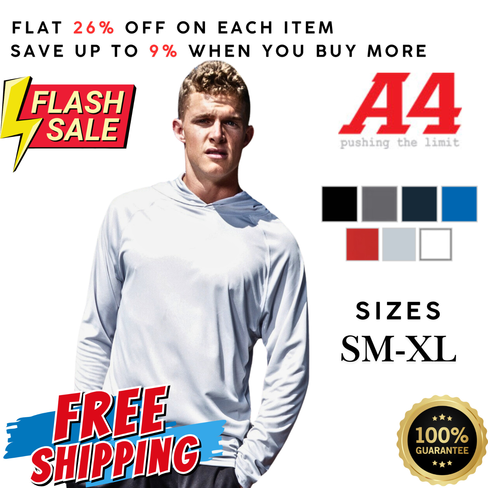 A4259 A4 N3409 Mens Long Sleeve Cooling Performance Fashionable Stylish Pullover