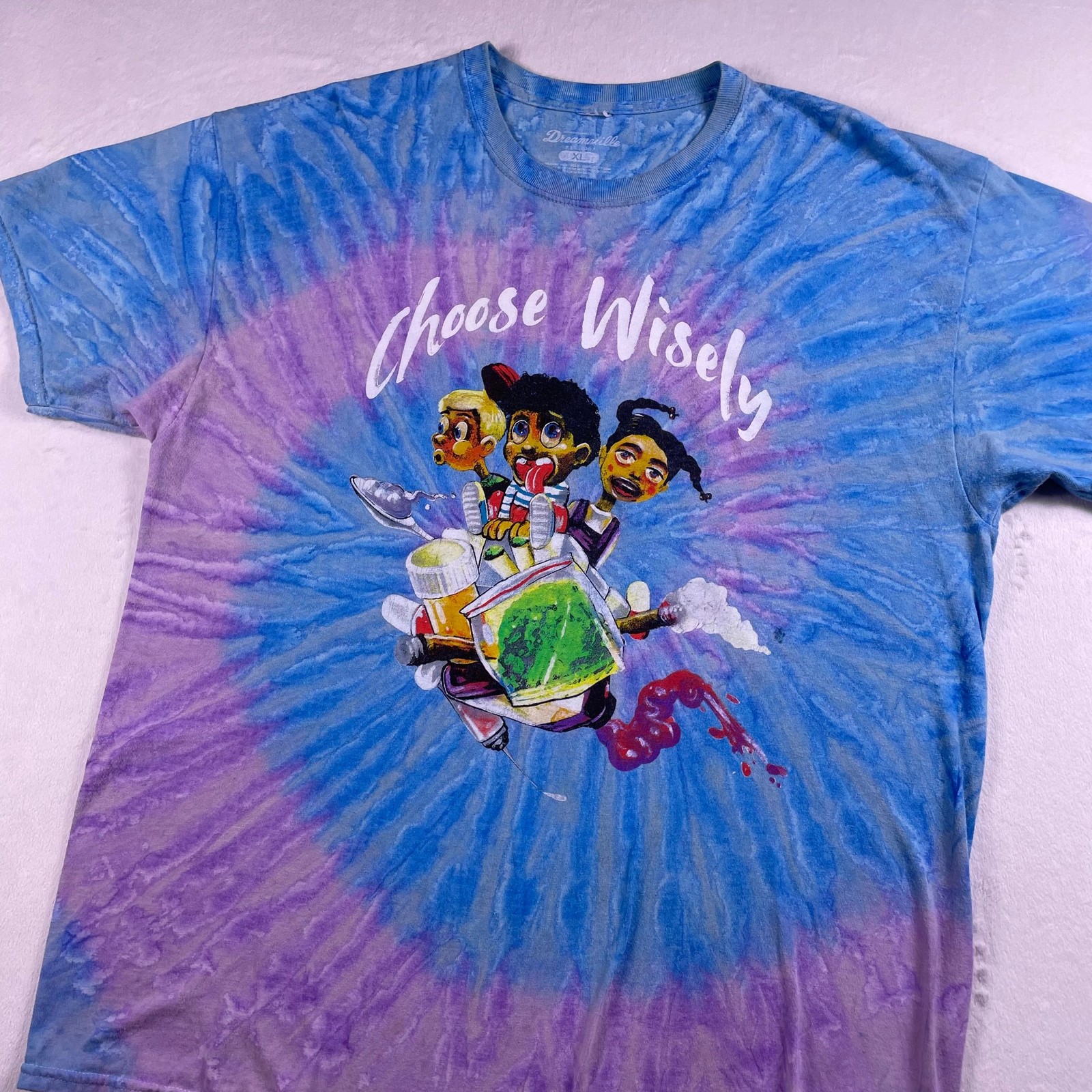 Dreamville Records Festival Tee XL Blue Tie Dye Choose Wisely Streetwear Hip Hop