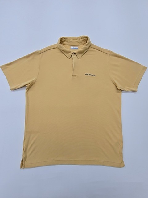 Columbia Outdoor Polo Shirt Men’s Tan L/G Regular Fit Logo Knit