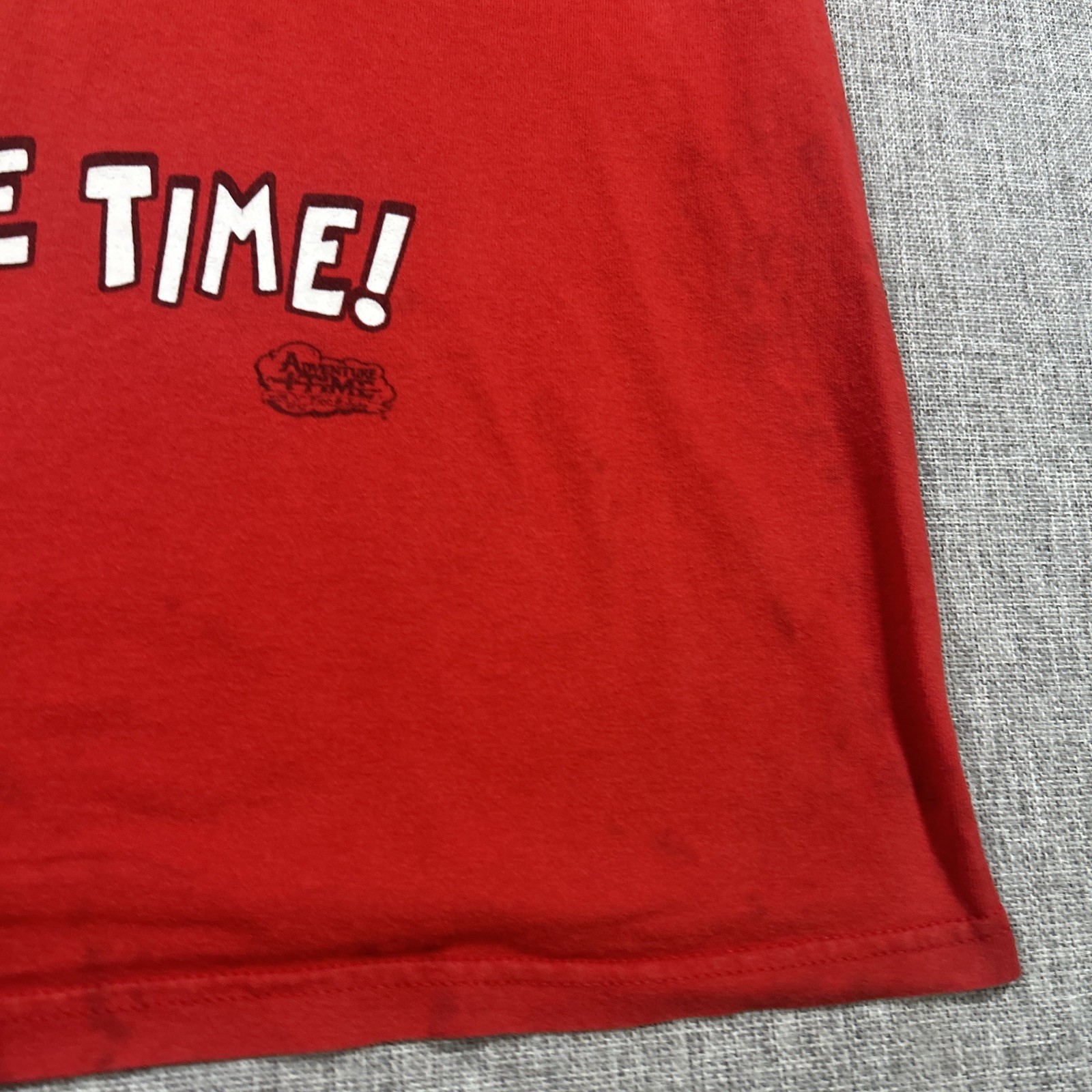 2011 Adventure Time Shirt Size L Cartoon Network Red What Time Is It Finn Jake