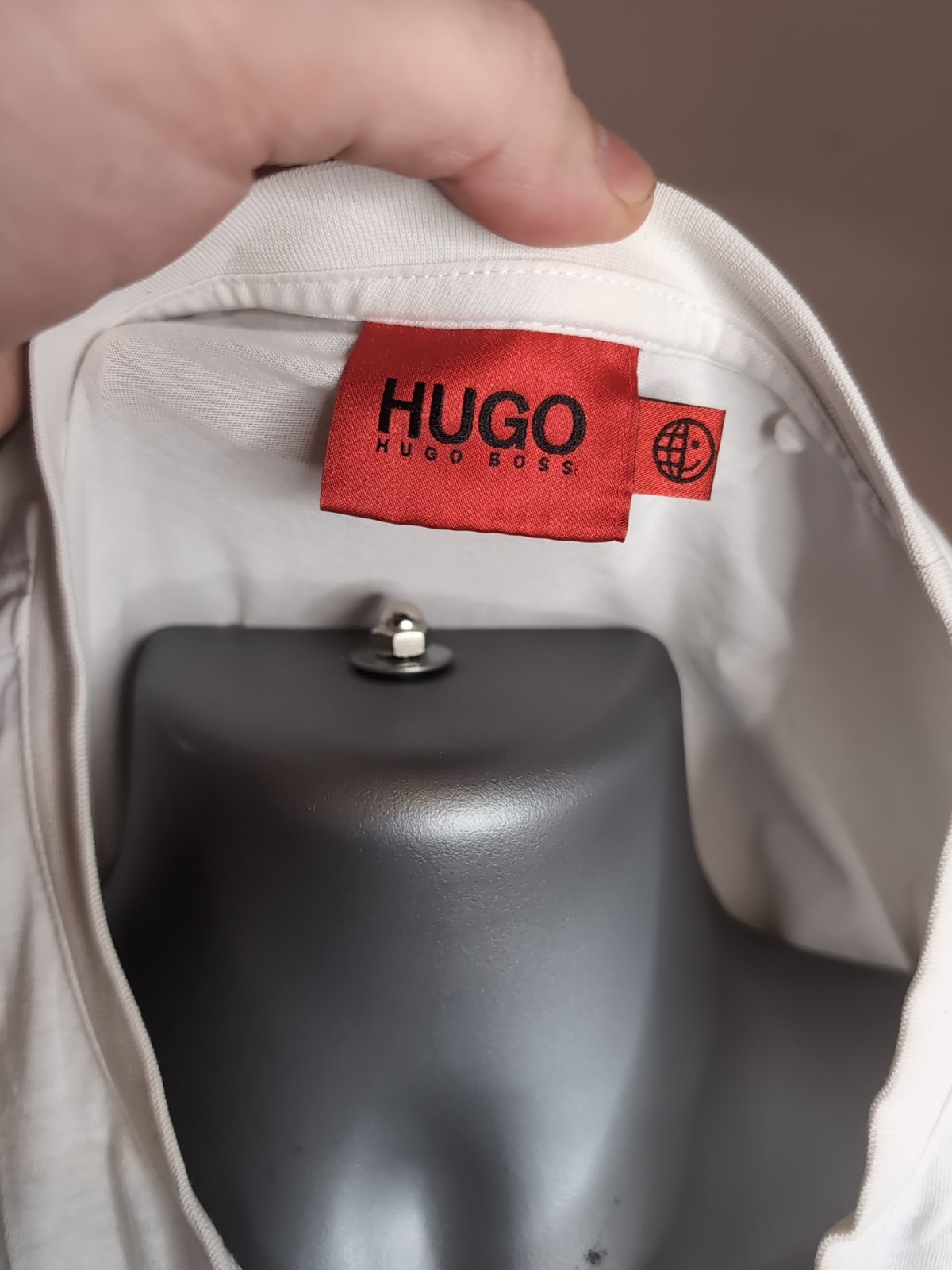 Hugo Boss Happy HUGO White Men’s T-Shirt Size L Box Logo Cotton Designer