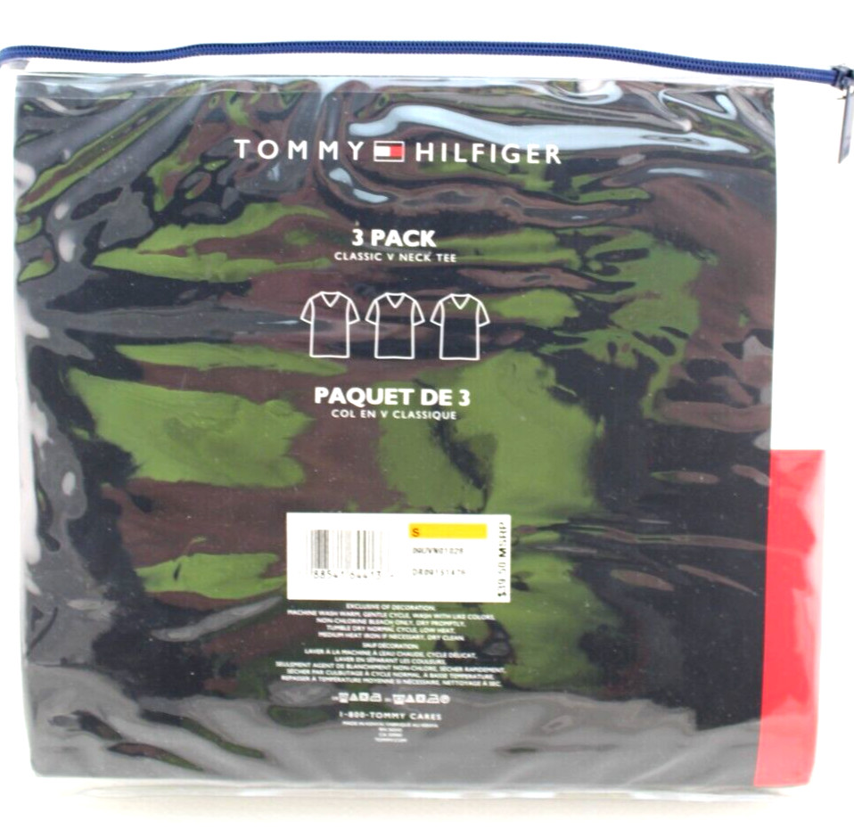 TOMMY HILFIGER Size Small Multi-Colors 3-Pack Classic V Neck T-shirts MSRP $39