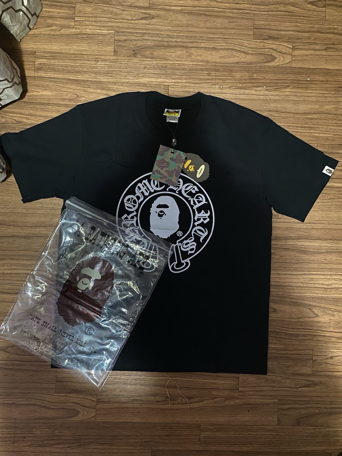 A Bathing Ape BAPE Baby Milo Black Graphic Tee Men’s L Crew Neck Cotton