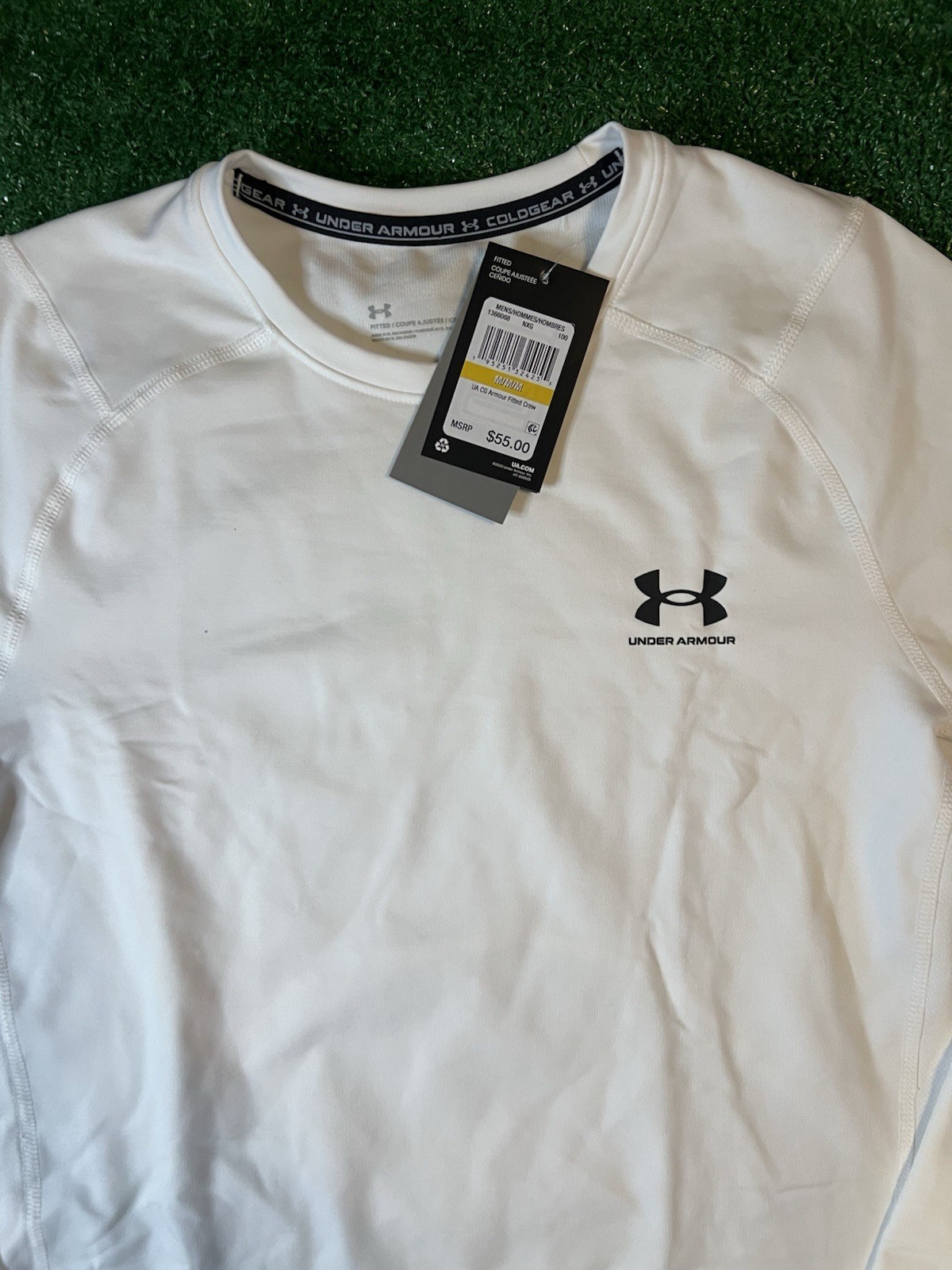 Under Armour COLDGEAR Fitted Long Sleeve Athletic Shirt White Size M 1366068
