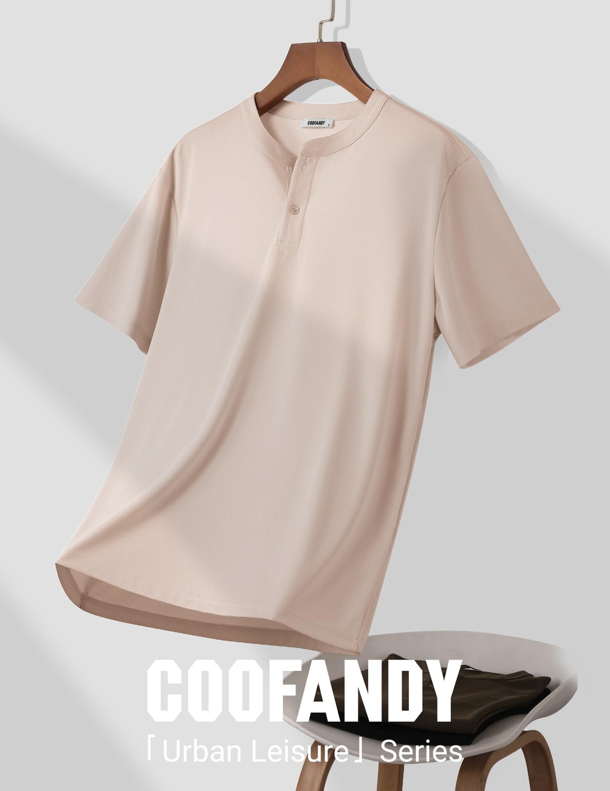 COOFANDY Mens Henley Shirts Short Sleeve Casual Button Textured T Shirt Basic…