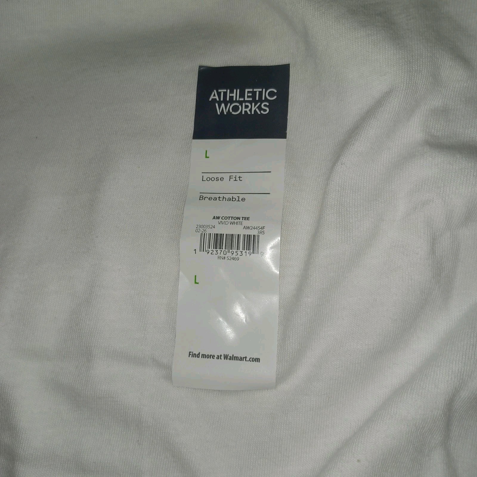 6-Pk Athletic Works Men’s L Cotton White T-Shirts Short Sleeves Loose Fit (HL)