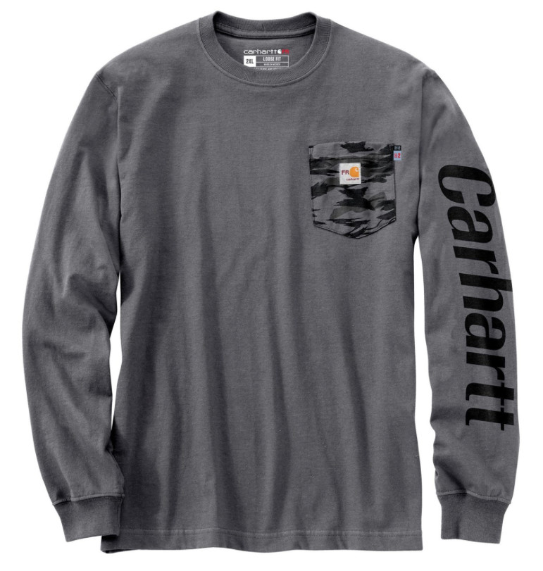 Carhartt Men 3XLT Flame Resistant Force Loose Fit LS Lightweight Camo Graphic T