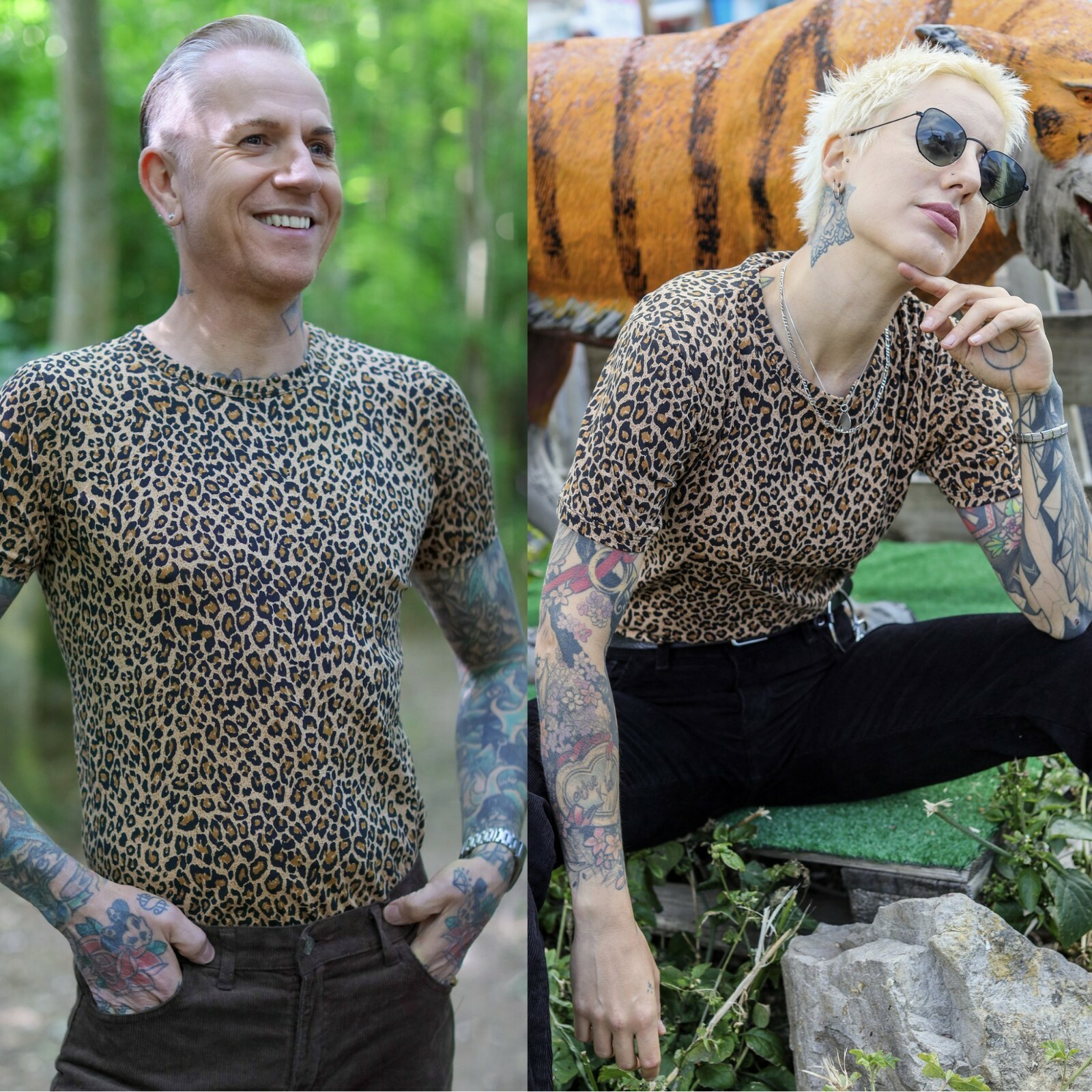 Leopard Print T Shirt by Run and Fly Unisex Mens Womens XS S M L XL XXL Brown