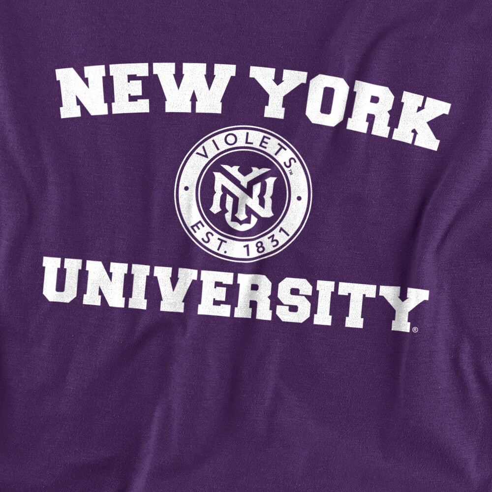 New York University Adult T-Shirt Circle Logo, Purple, S-4XL