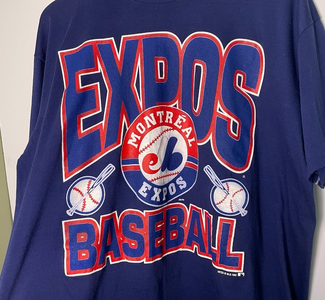 Vtg 90s 1992 Montreal Expos MLB Big Print Single Stitch T-Shirt Size L
