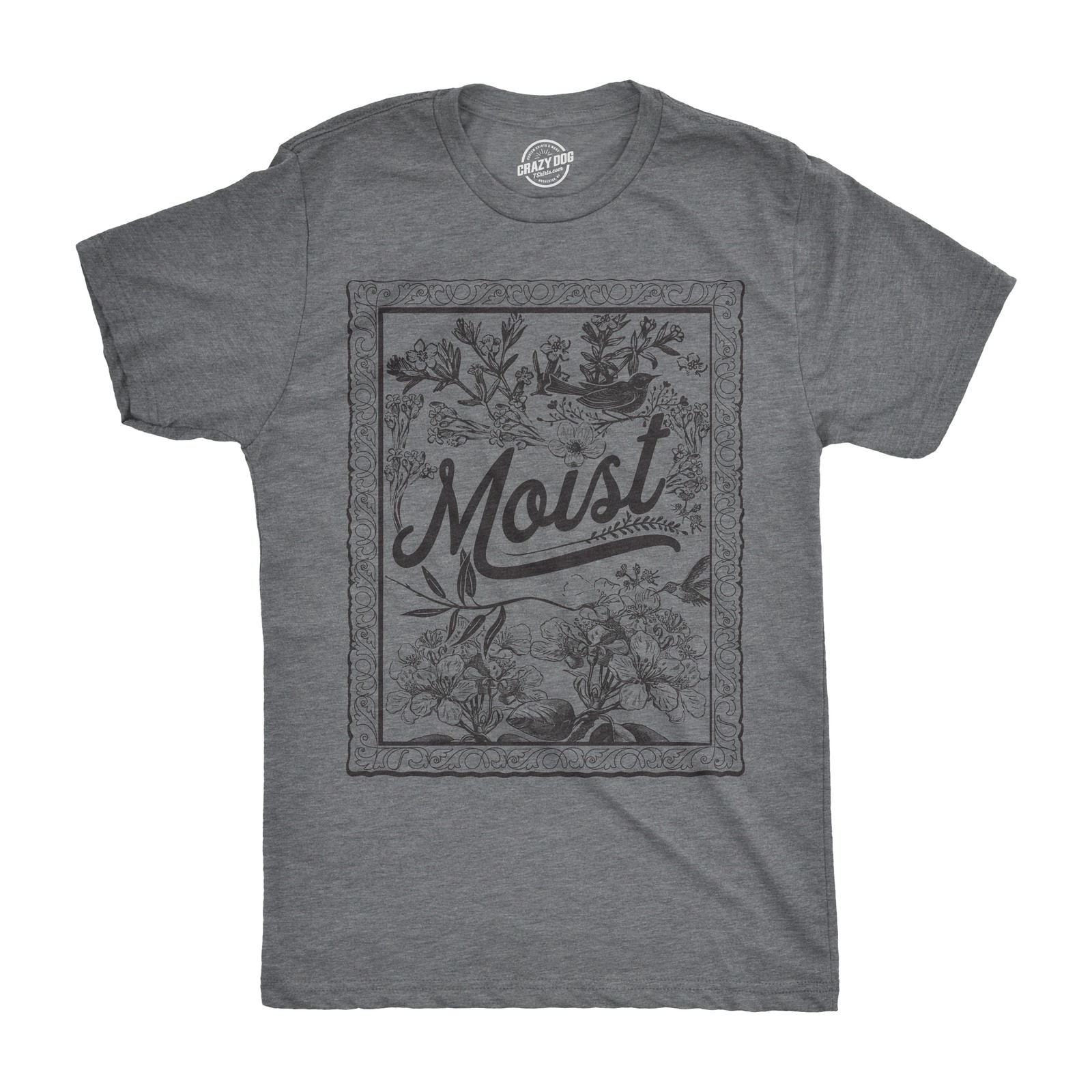 Mens Moist Floral Print T Shirt Funny Gross Word Tee