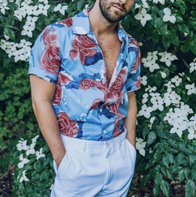 Men Hawaiian Shirt Casual Short Sleeve Cruise Tee Tank Tops Beach Holiday Party