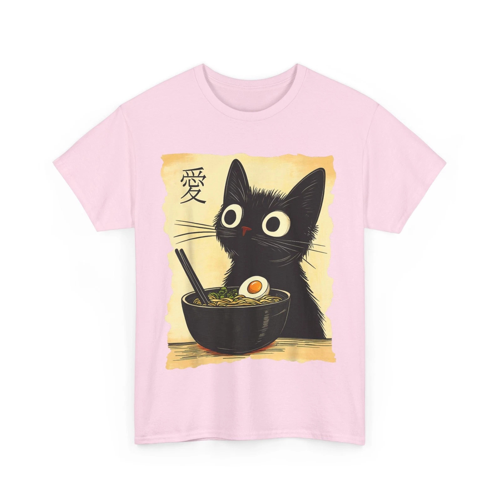 Funny Cat Ramen Graphic Tee Japanese Kawaii Anime Cat T-Shirt, Gift For People
