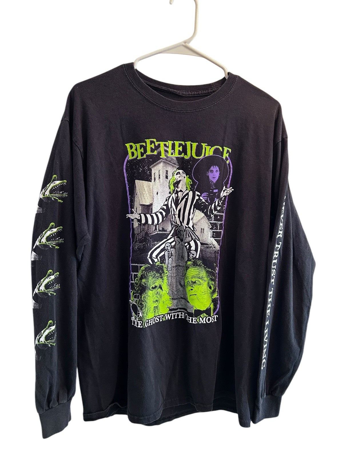 Y2K 2000’s Beetlejuice Tee Long Sleeve Double Sided Movie Promo Sleeve Hits Rare