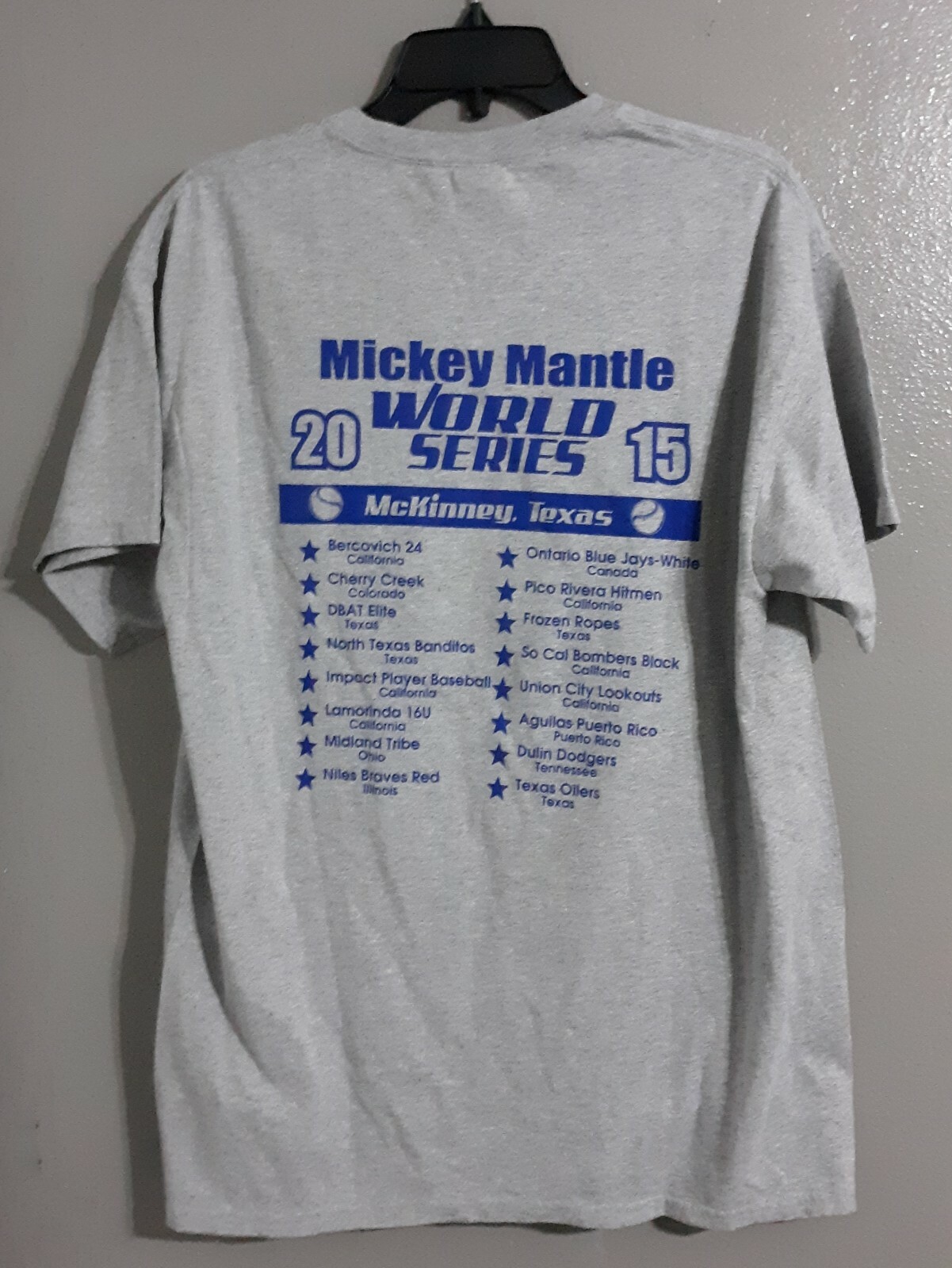 UNISEX ADULT AABC MICKEY MANTEL WORLD SERIES SHORT SLEEVE PULLOVER TEE.SZ L