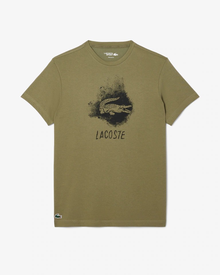 Lacoste Men’s Regular Fit Green Ultra Dry Clay Court Graphic T-shirt Size Medium