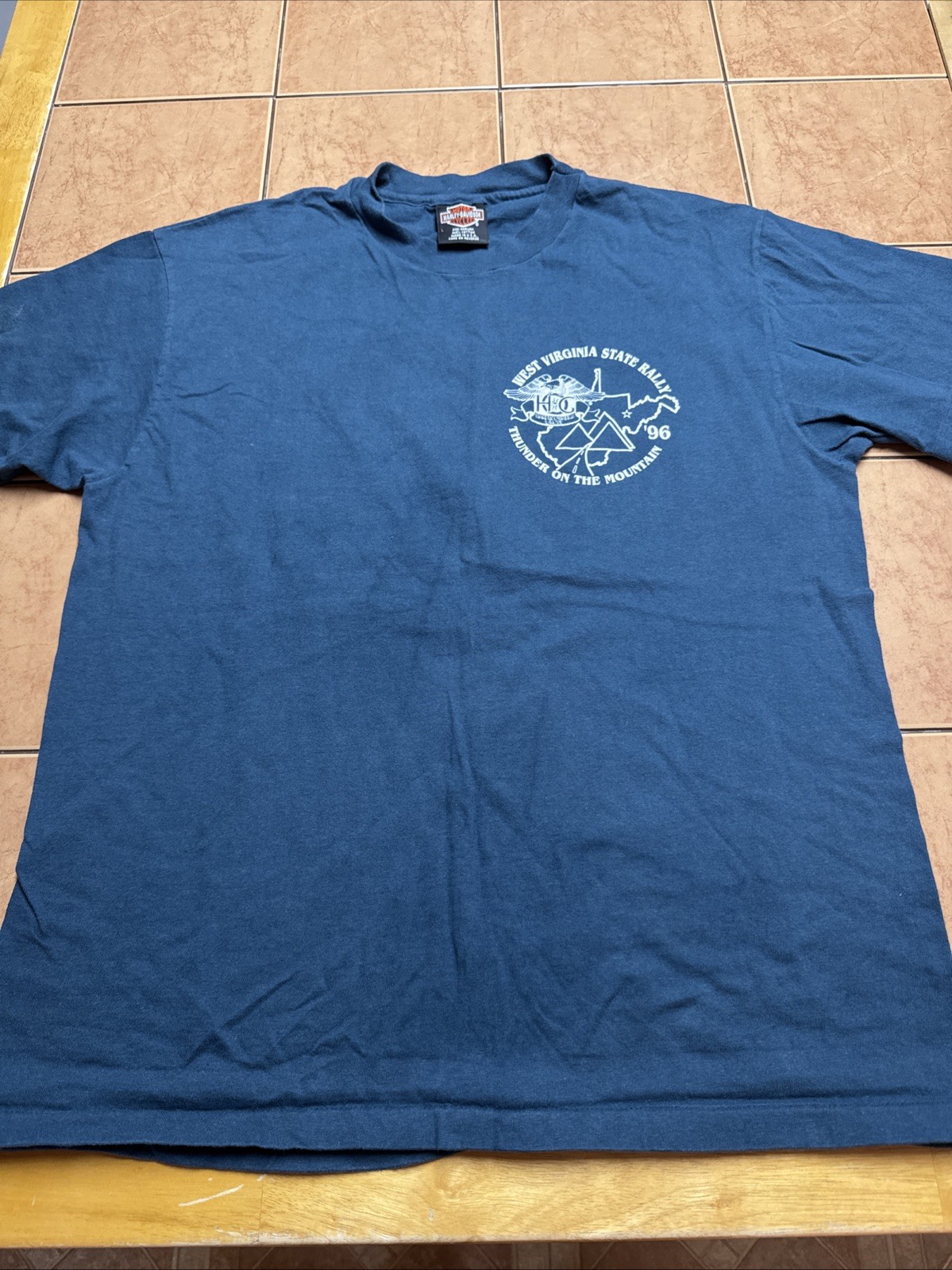 1996 Harley Davidson Single Stitch T-Shirt Sz L West Virginia State Rally Biker