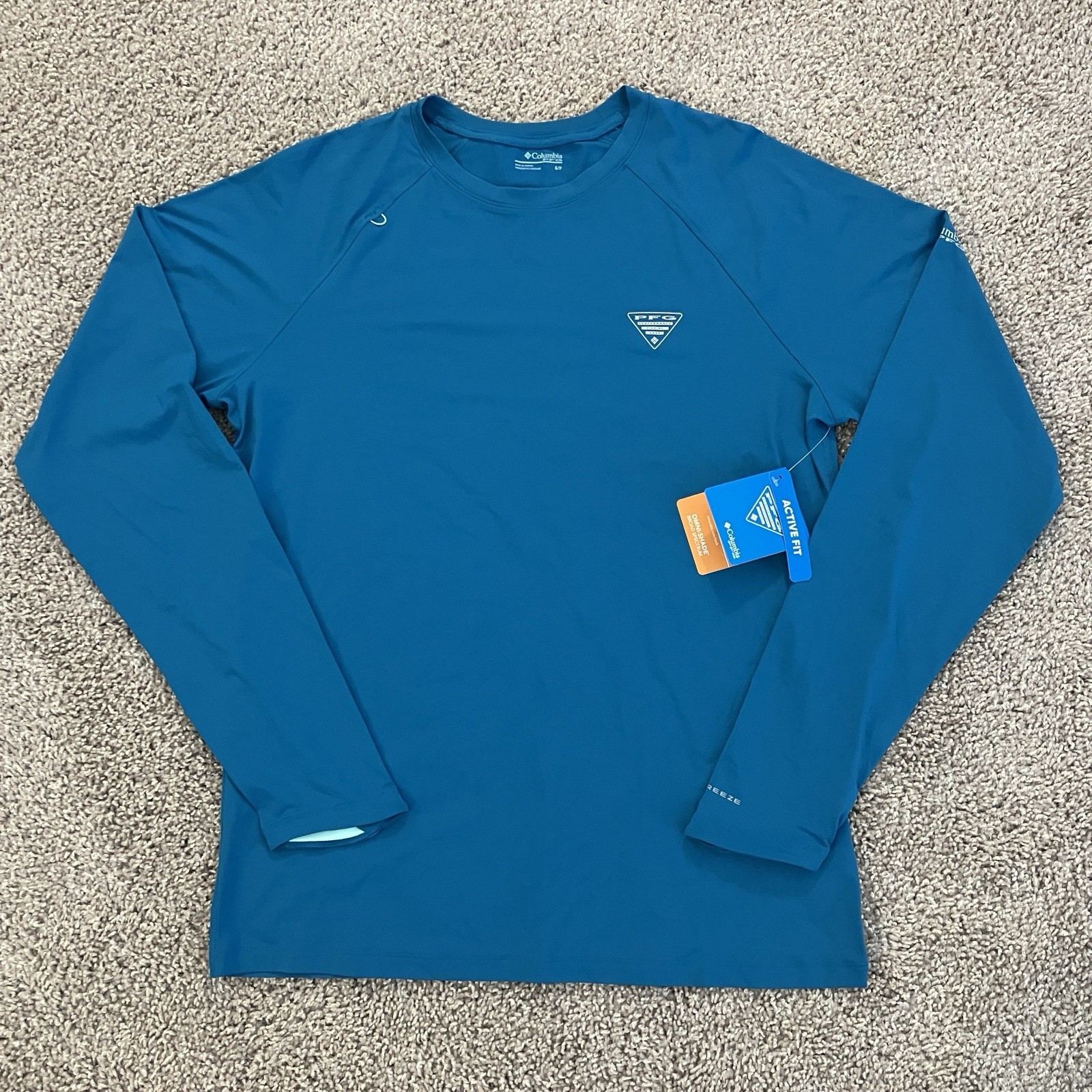 NEW Columbia PFG Shirt Wild Cast Sun Shirt UPF Omni-Shade Blue Mens Size SMALL