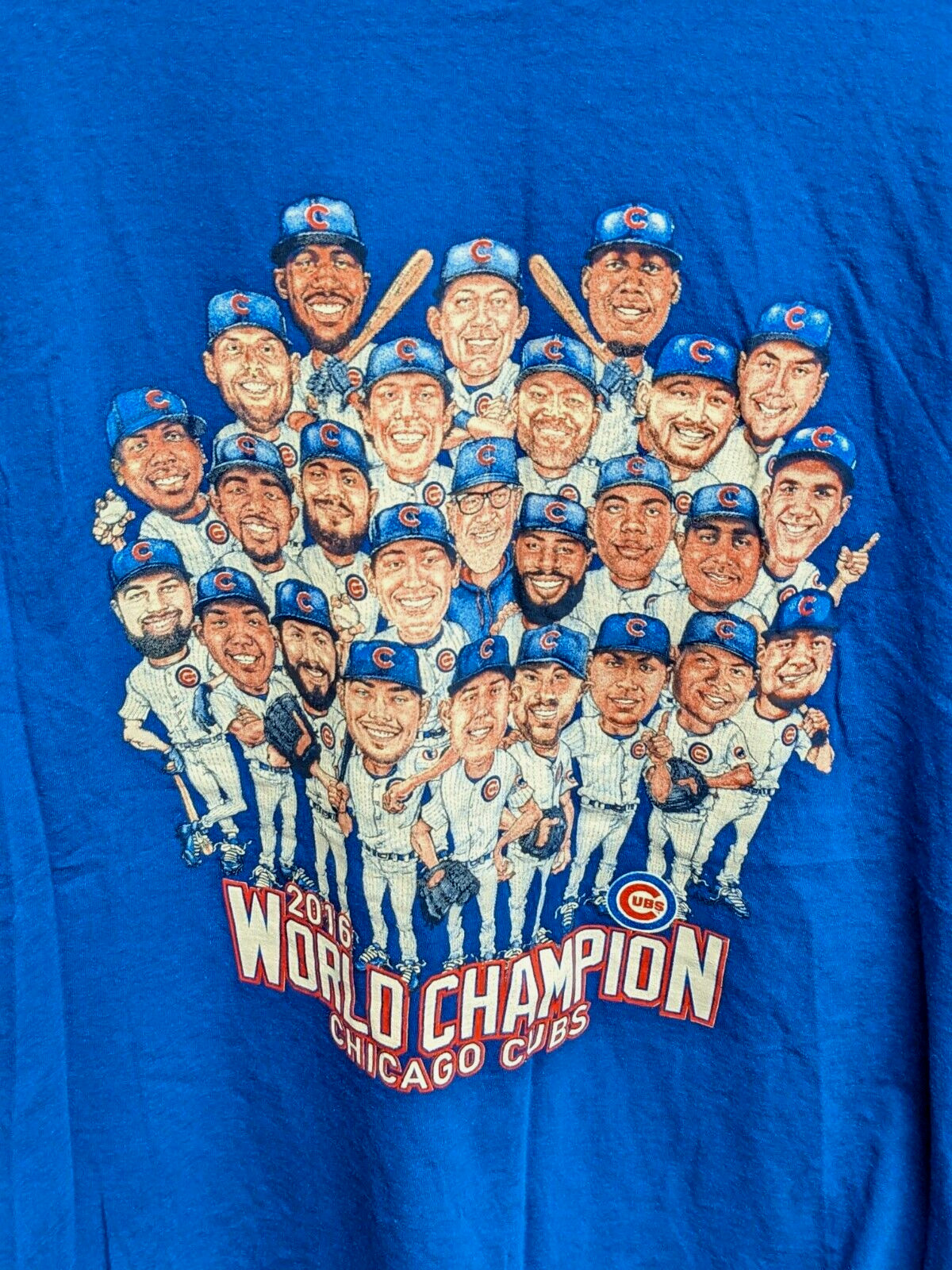 2016 Chicago Cubs Champions Cartoon Tee Caricature Team Budweiser XL Graphic
