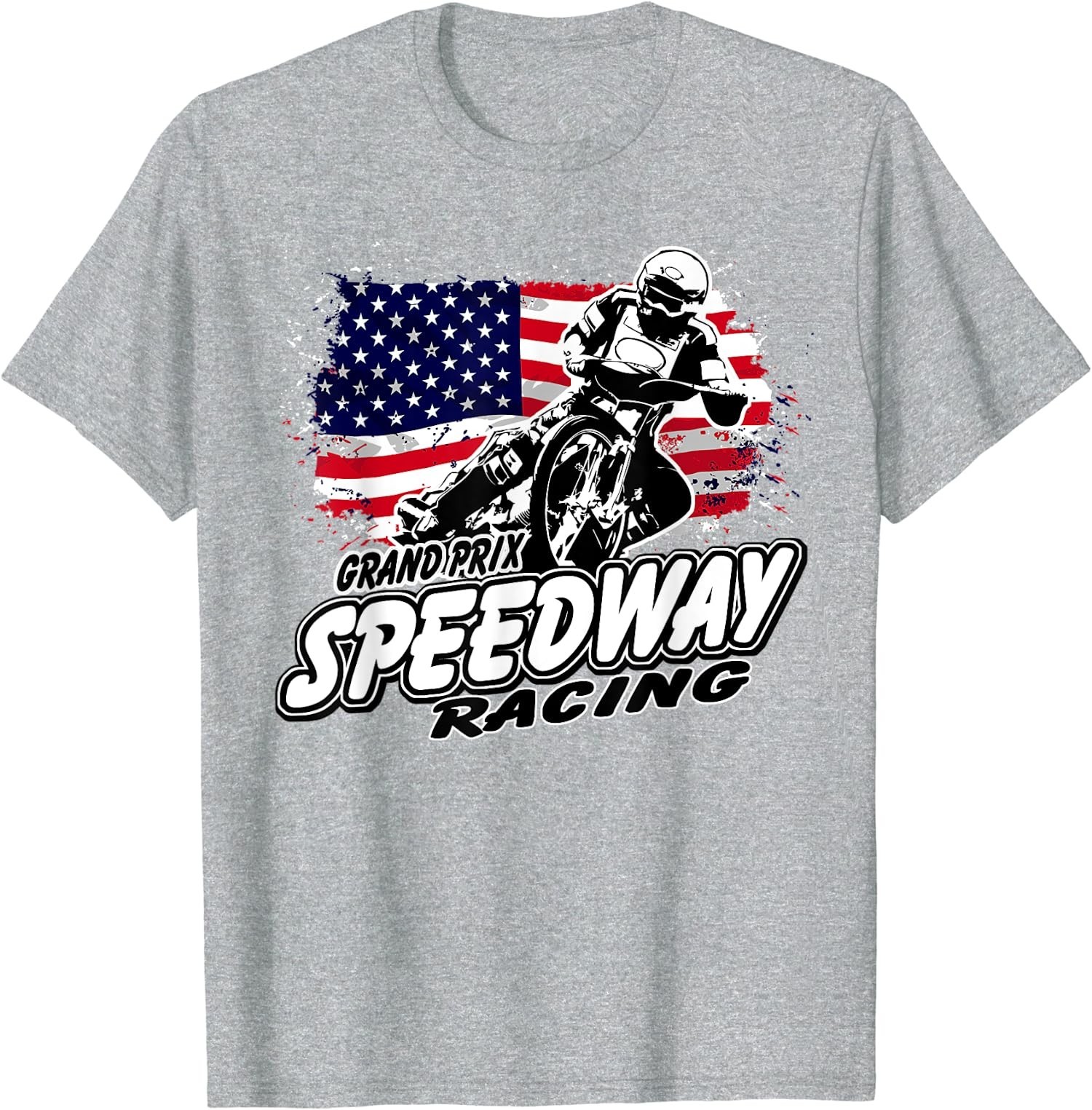Motorcycle Speedway Racing American Flag Gift Unisex T-Shirt S-5XL