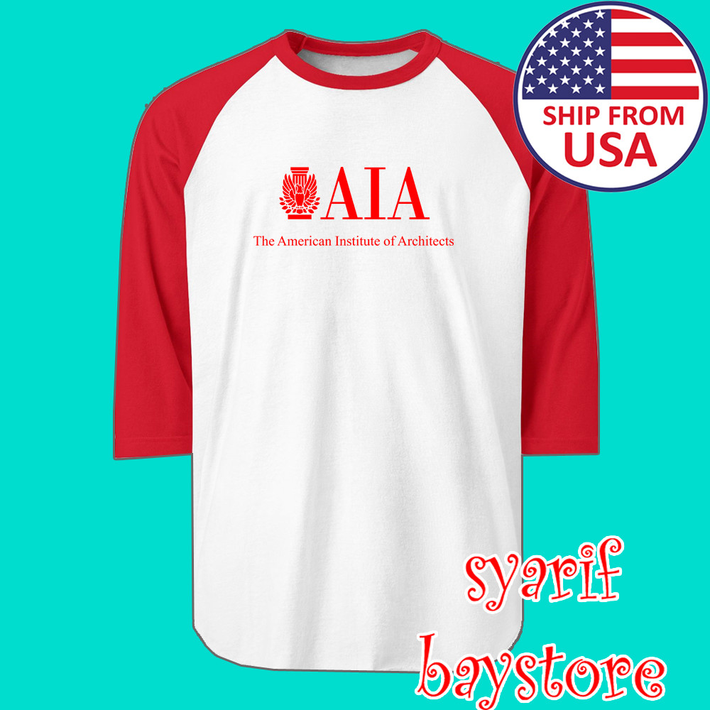 AIA American Institute Of Architects Men’s Raglan White Red Size S to 2XL