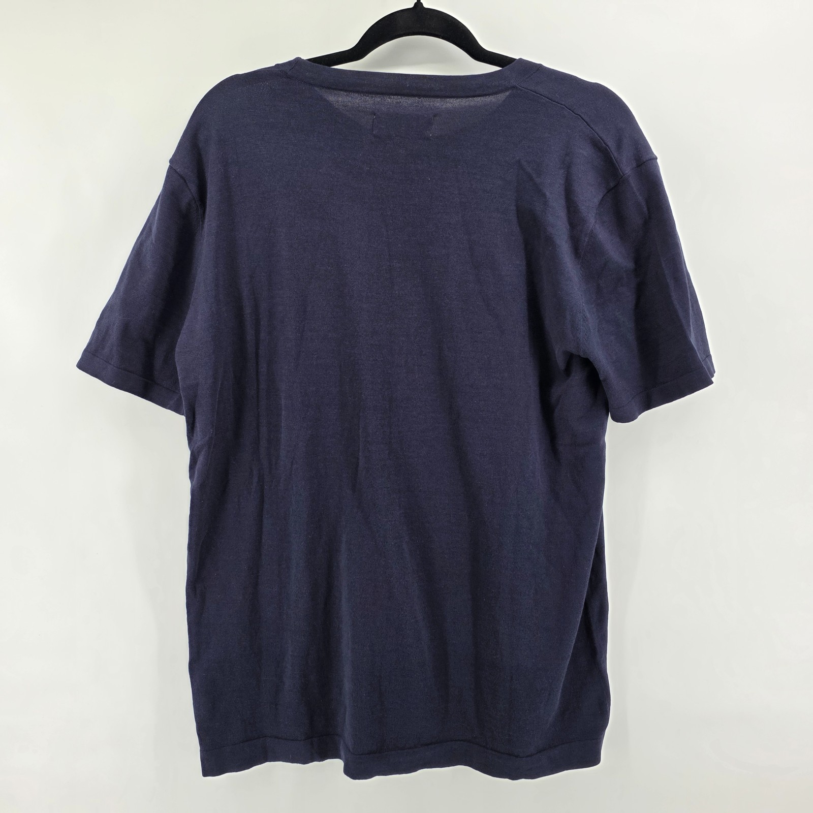 Collars & Co Cotton Silk T-Shirt Men’s Large Navy Blue Luxury Touch Minimalist