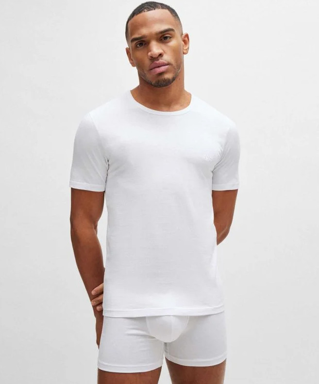 BOSS Mens T-Shirts Multicoloured 3 Pack Short Sleeve With Logo – Size XXL