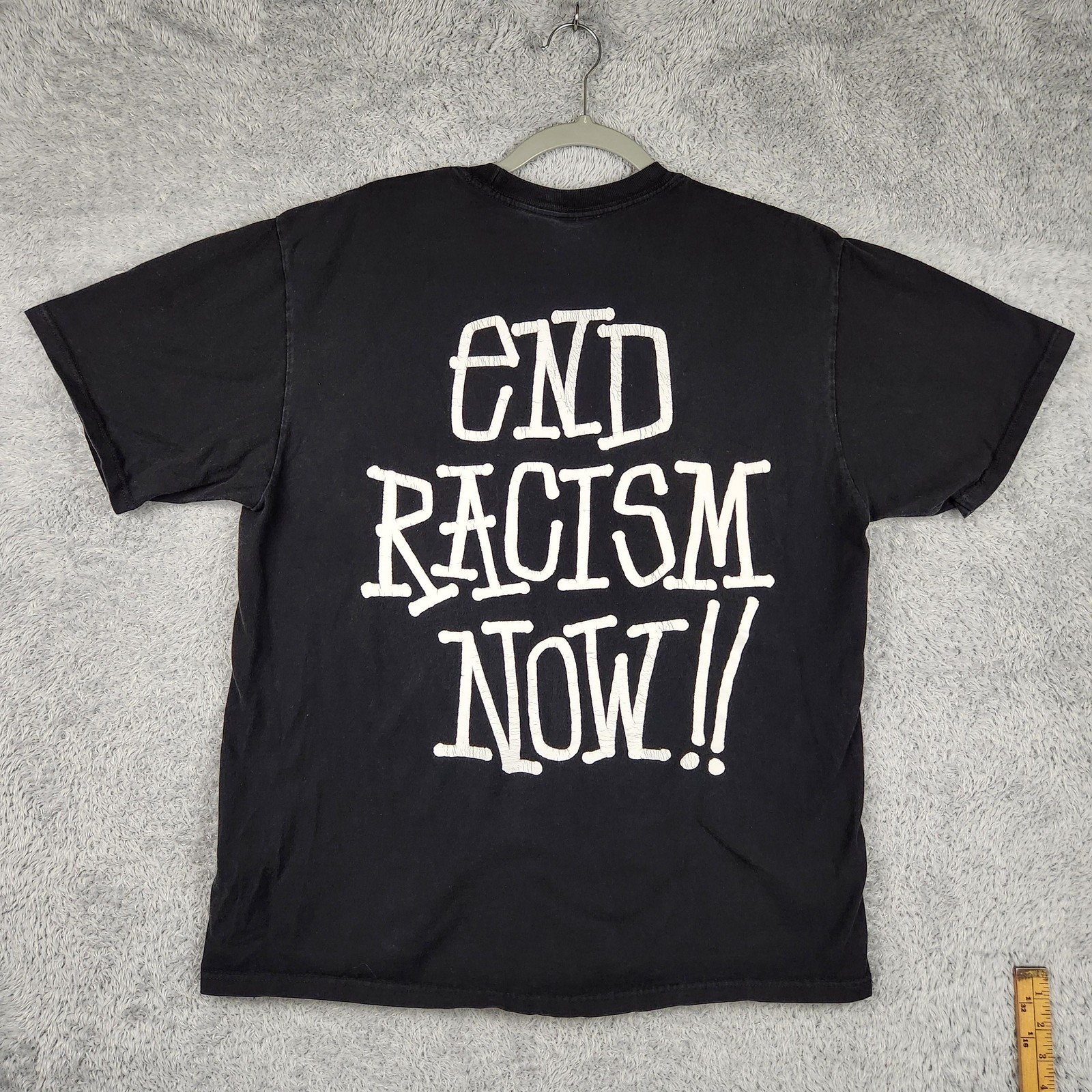 Vintage Stussy Shirt Mens Large Black Stand Firm End Racism Graphic Streetwear
