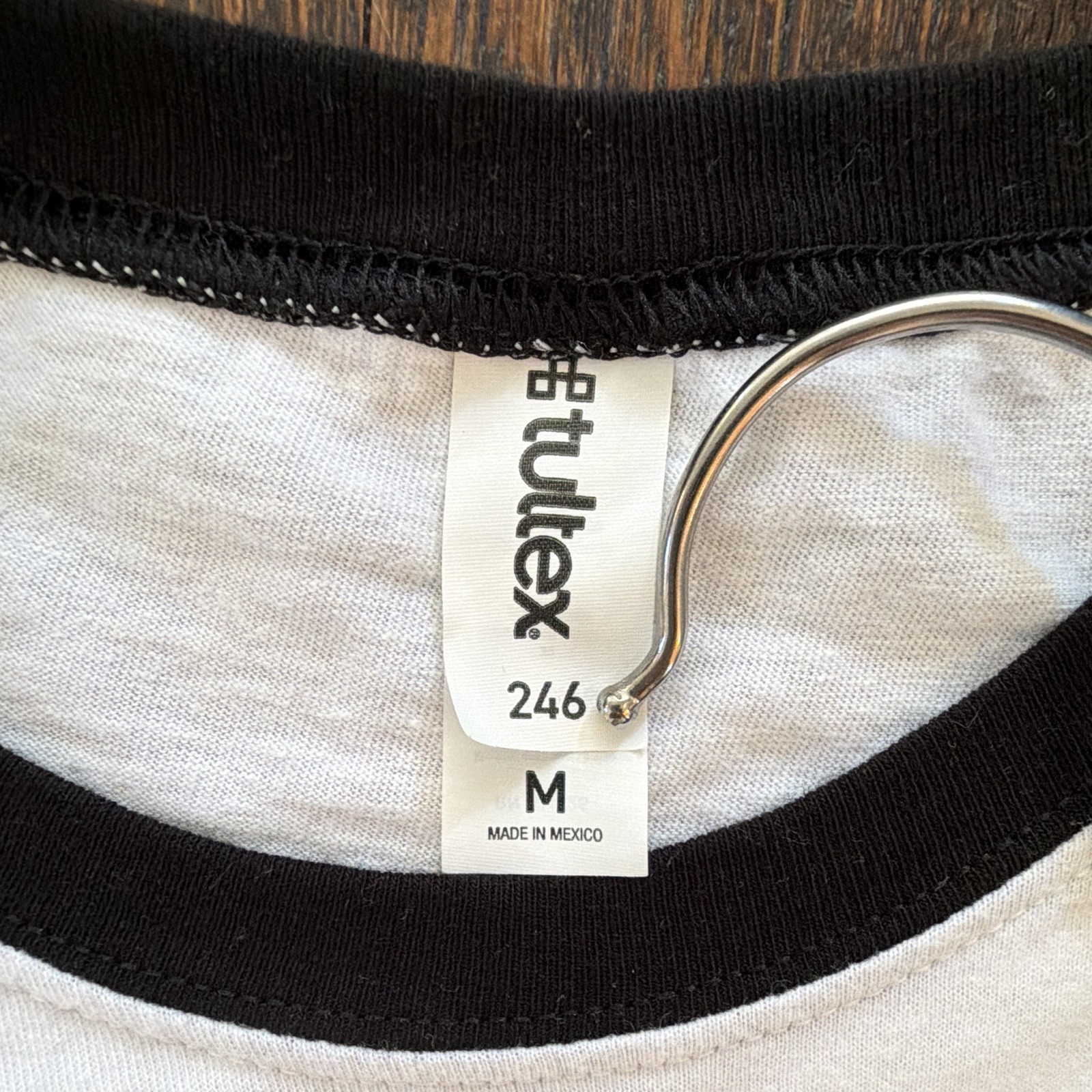 Poison Ruin cropped Graphic Ringer T-Shirt White/Black/Blue M Crew Neck