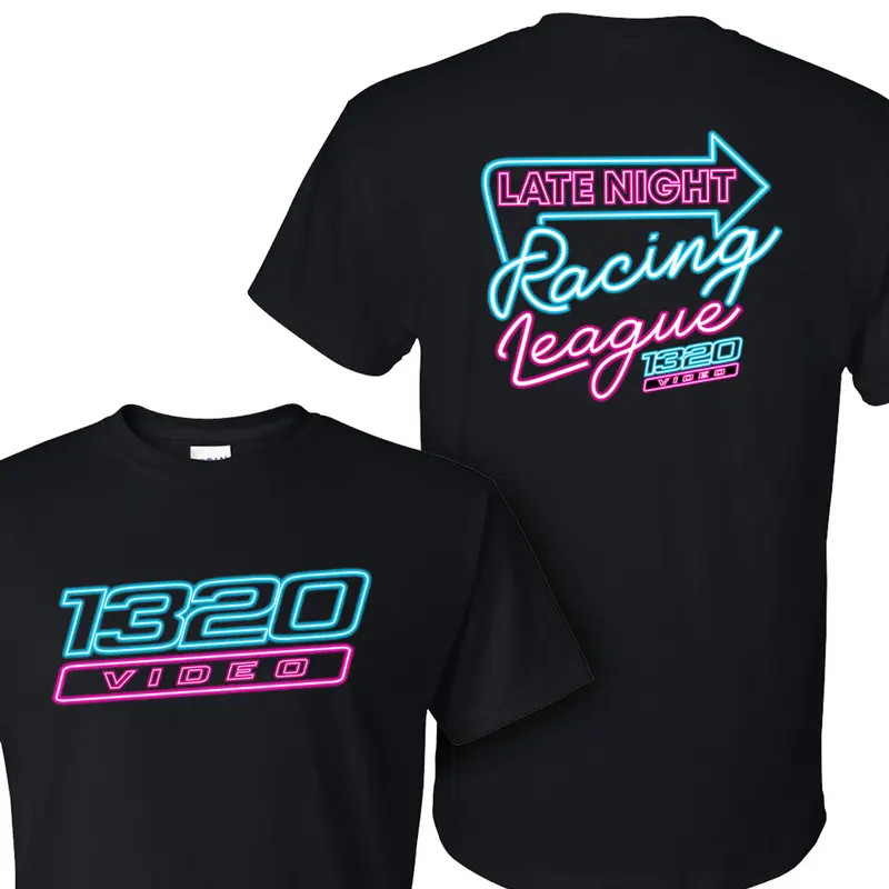 1320 Video Late Night Racing League T-Shirt ? Neon Lights Street Racing Vibes