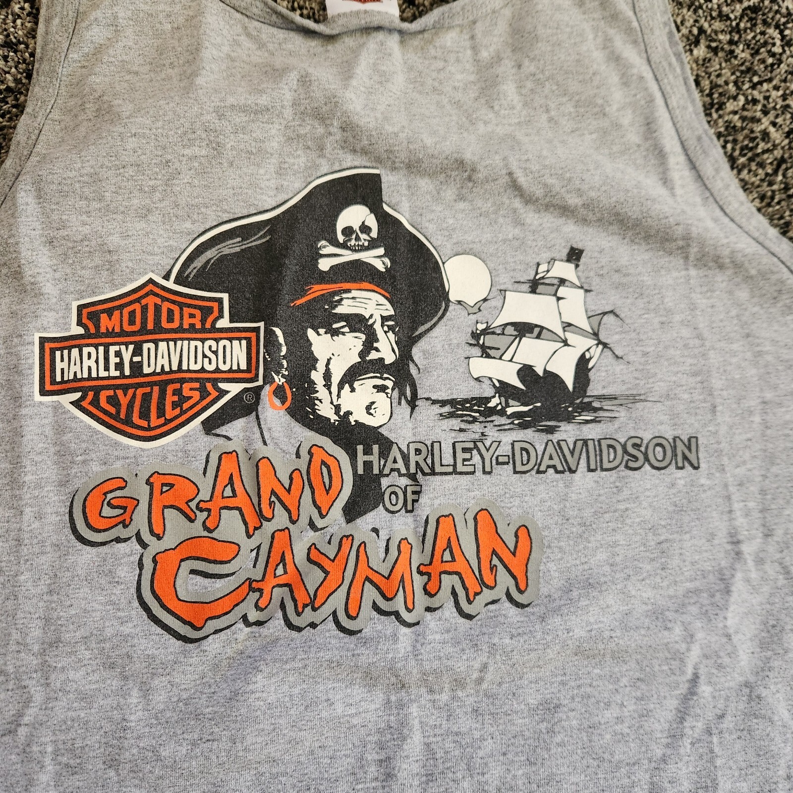 Vintage Harley Davidson Grand Cayman Islands XL Tank Top Pirates Stingray Retro