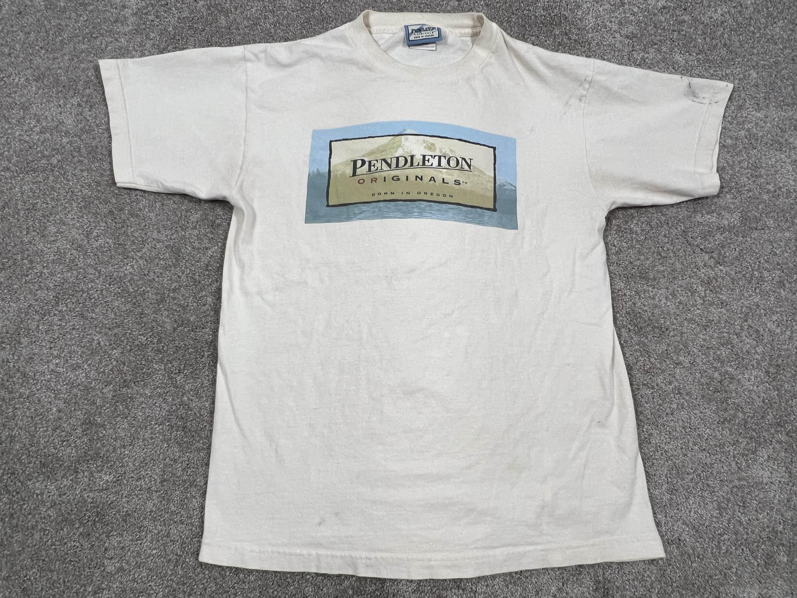 VINTAGE Pendleton Shirt Mens Large White Originals Graphic Made USA 90s