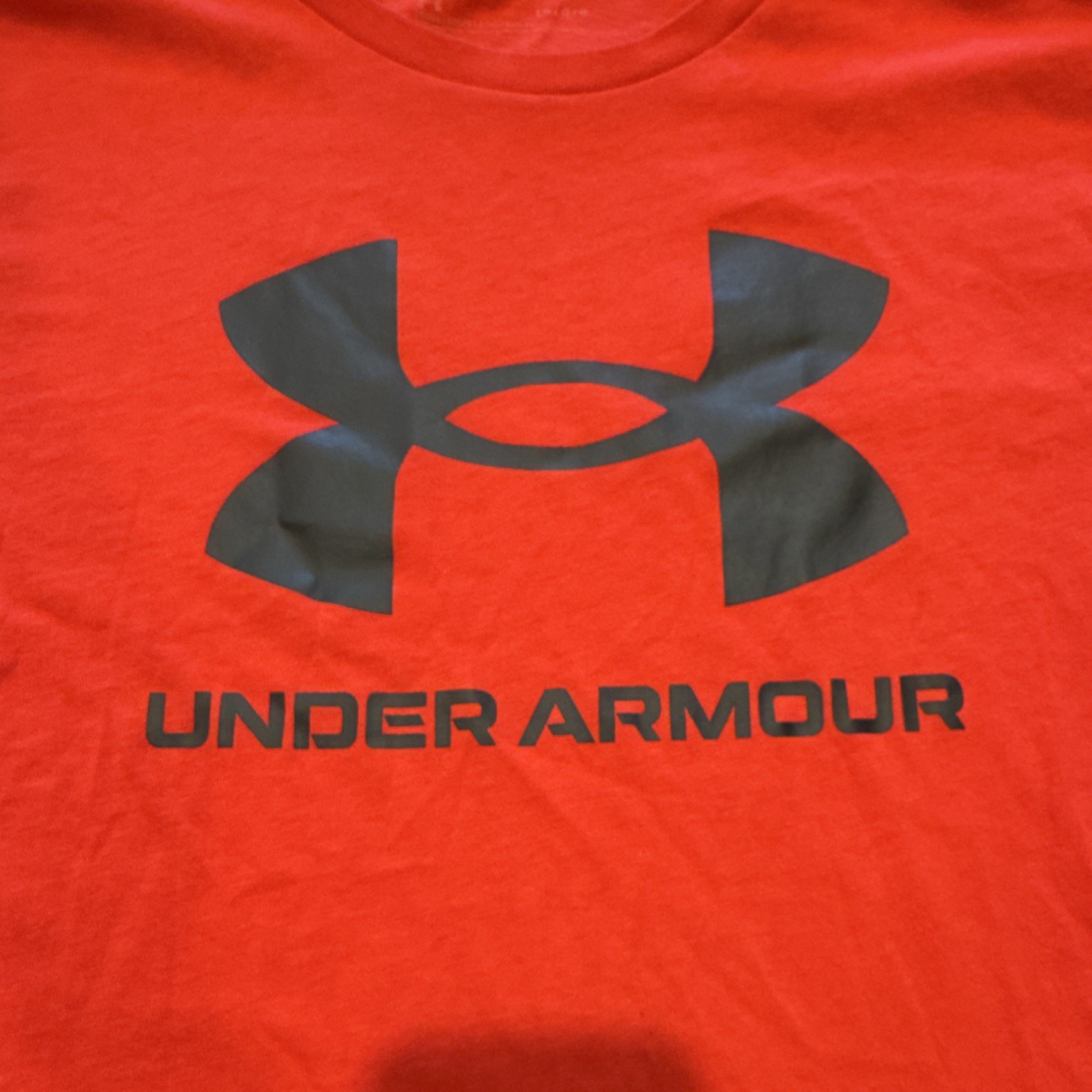 Under Armour UA Tech Men’s Red Logo Crew Neck Short Sleeve T-Shirt, Size LG