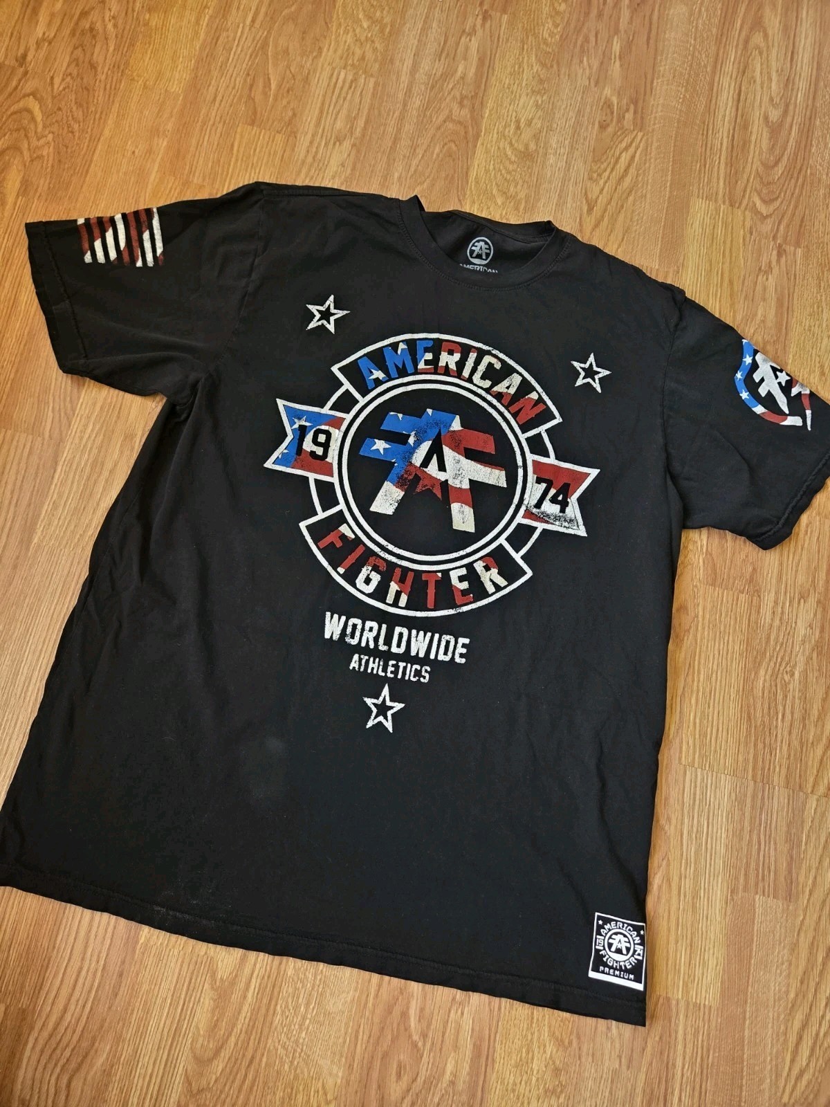 AMERICAN FIGHTER Men’s XL Tshirt SILVER LAKE PATRIOT Athletic Biker MMA