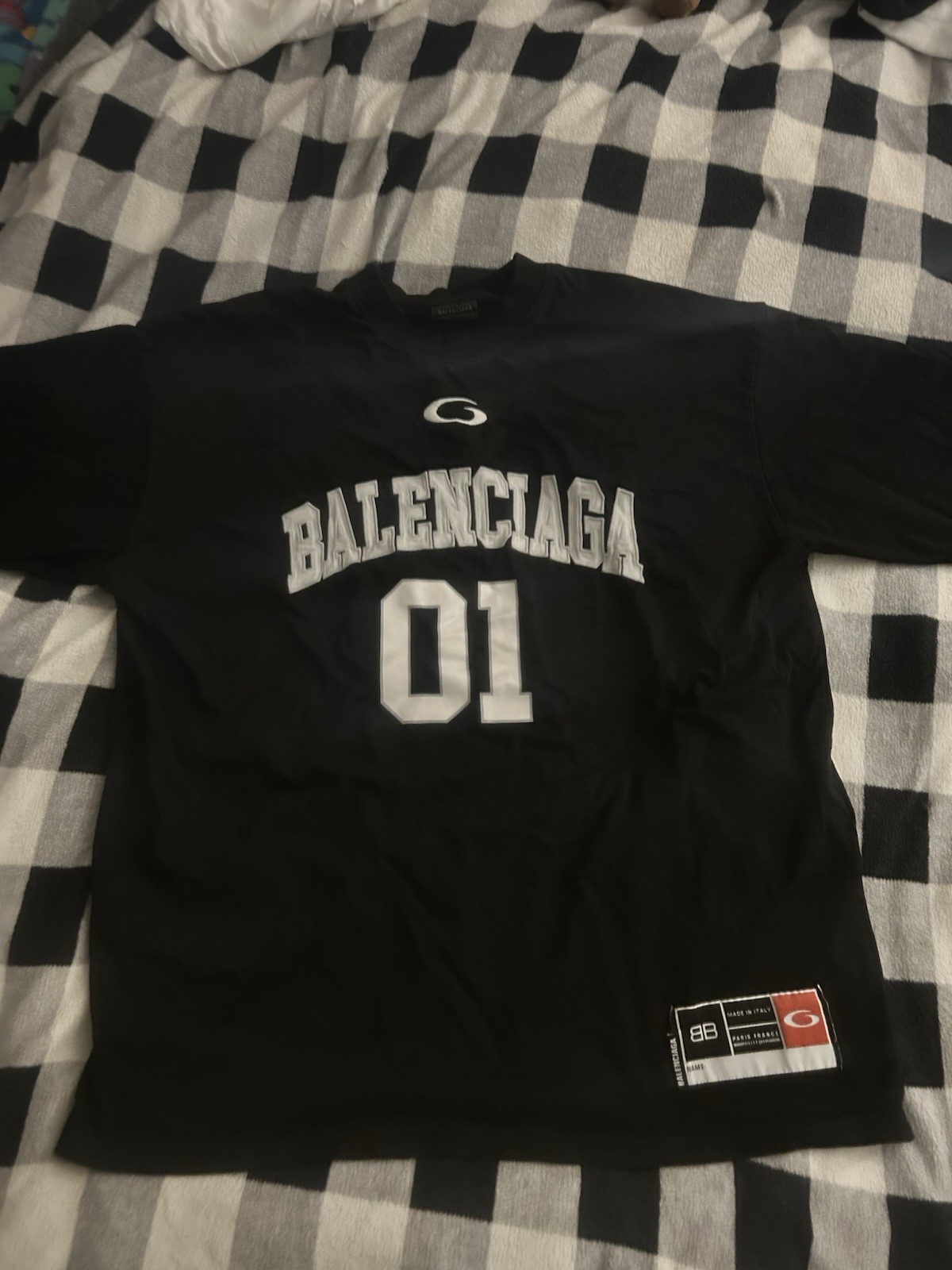 Balenciaga 01 Graphic Logo Cotton Jersey Crewneck T-Shirt, Black/White Men L