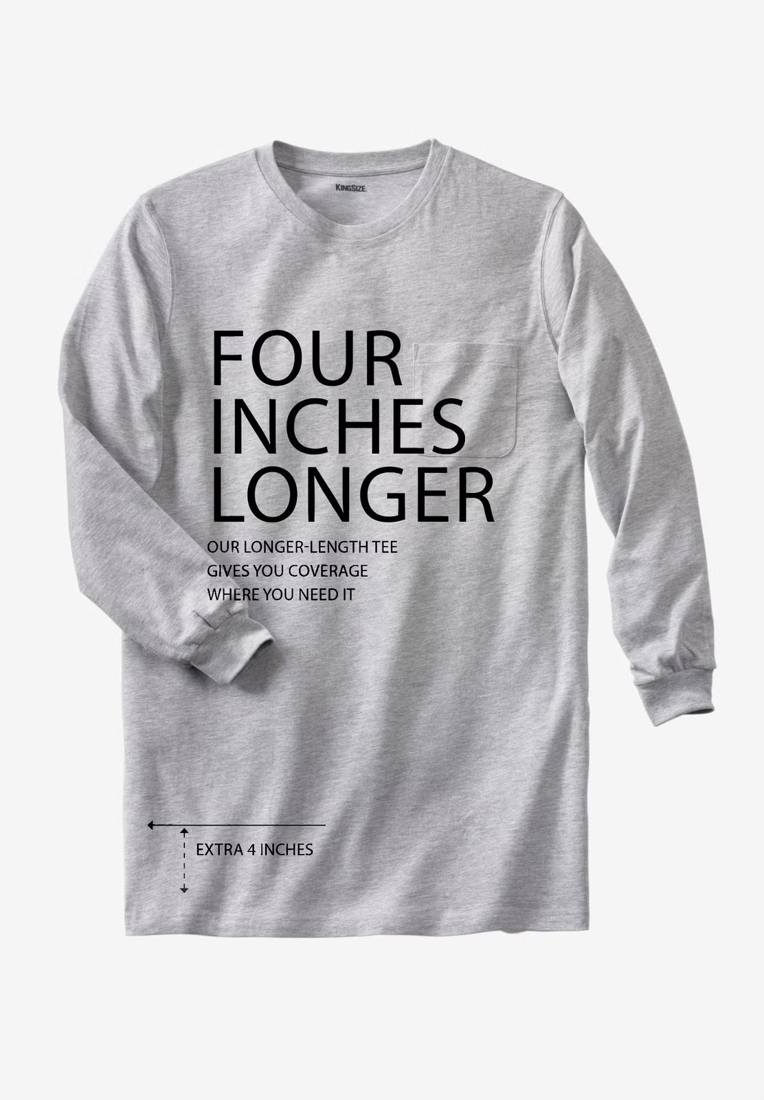 KingSize Men’s Big & Tall Shrink-Less Lightweight Longer-Length Long-Sleeve