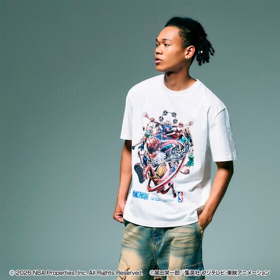 ONE PIECE × NBA T-Shirts Group Art BLACK、White