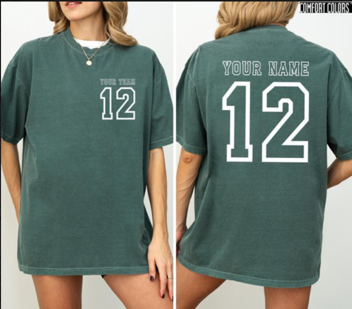 Custom Comfort Colors Shirt Name and Back Number Personalized Sports Shirt