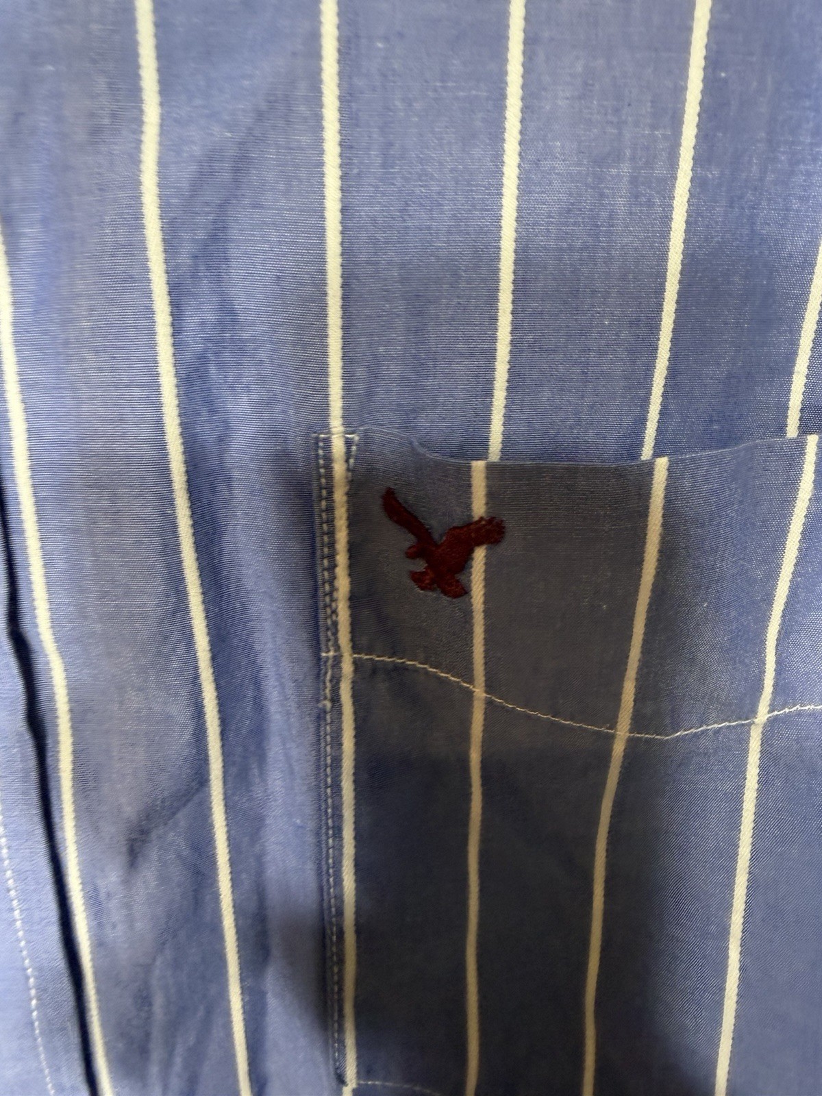 American Eagle Outfitters Xl Blue Button Up Shirt, Shirt Is Slightly Discolored
