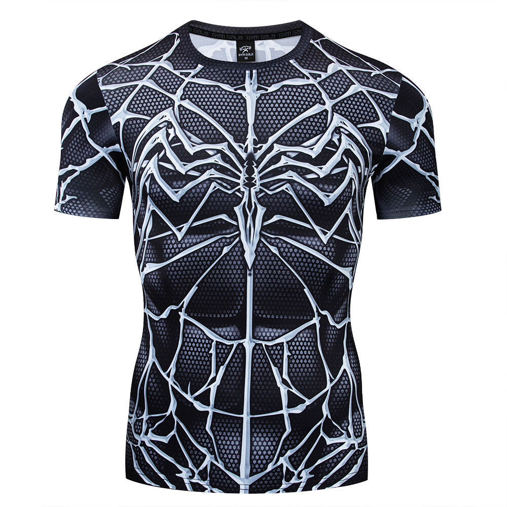 Men’s T-shirts Spider Superhero Compression Tights Tops Short Sleeve Tee Gym NEW
