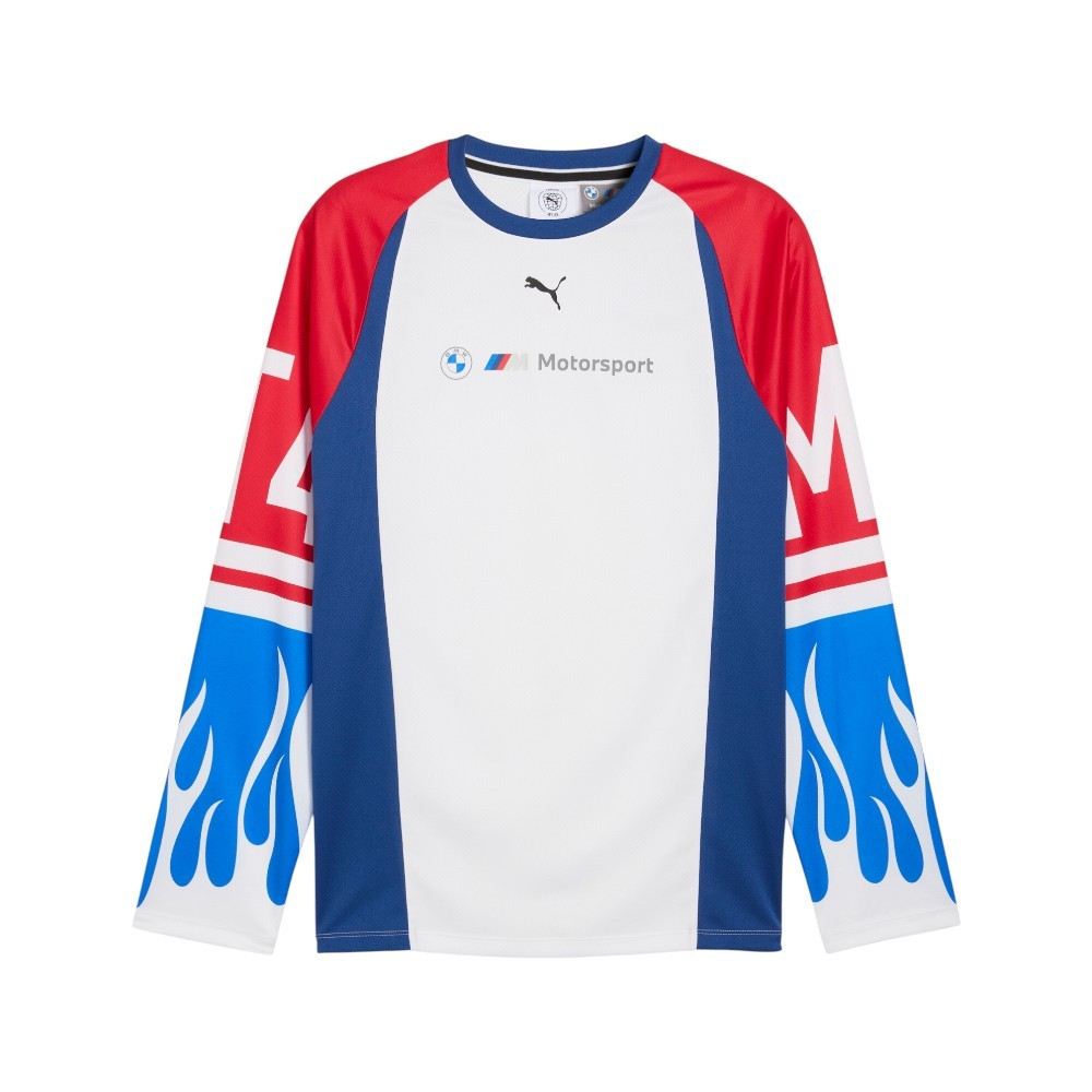 PUMA Bmw M Motorsport Graphic Crew Neck Long Sleeve T-Shirt Mens Blue Casual Top