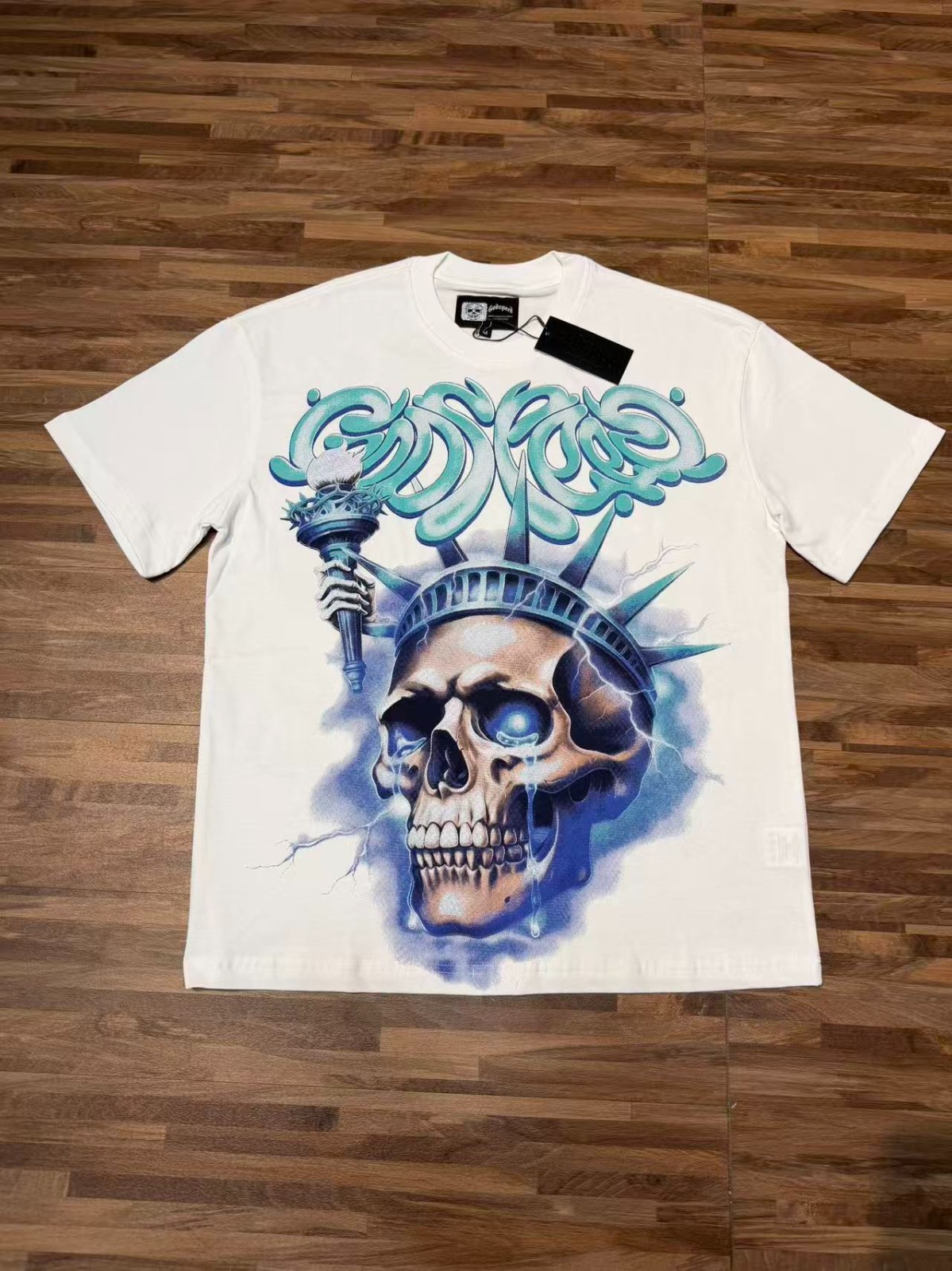 NEW Godspeed Skull Lightning Torch printing Tee Mens Cotton T-shirt