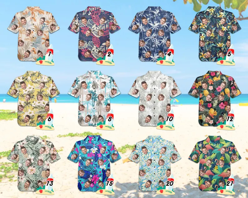 Personalized Hawaiian Button Up Shirt Custom Tropical Summer Vacation