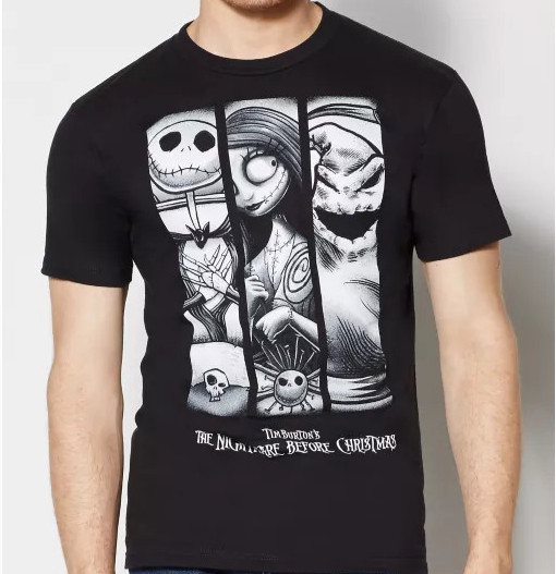 The Nightmare Before Christmas 3 Panel Character T- Shirt New