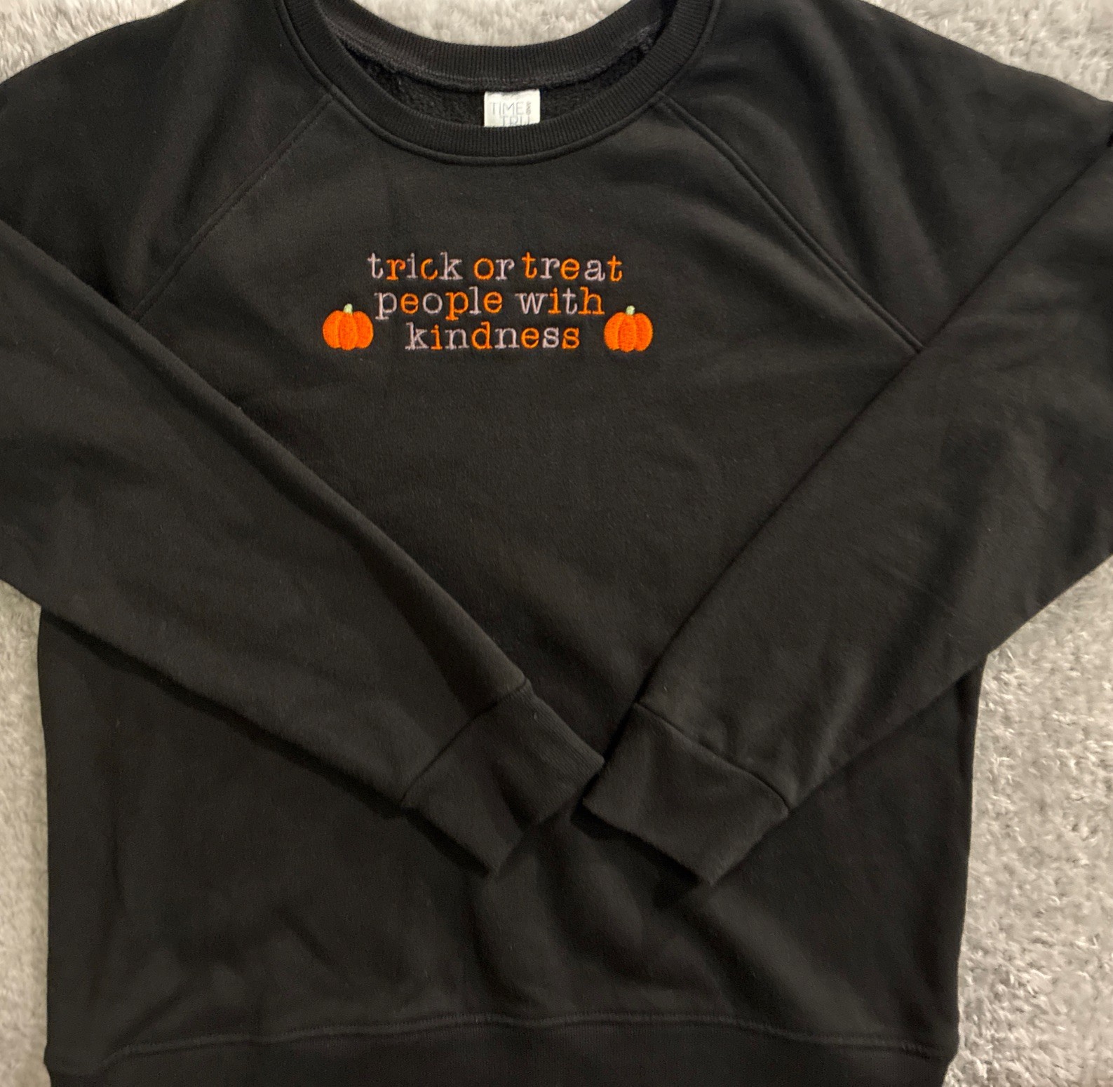 Large Trick Or Treat Halloween Sweatshirt, Spooky Fall Grandmacore Cotton/poly