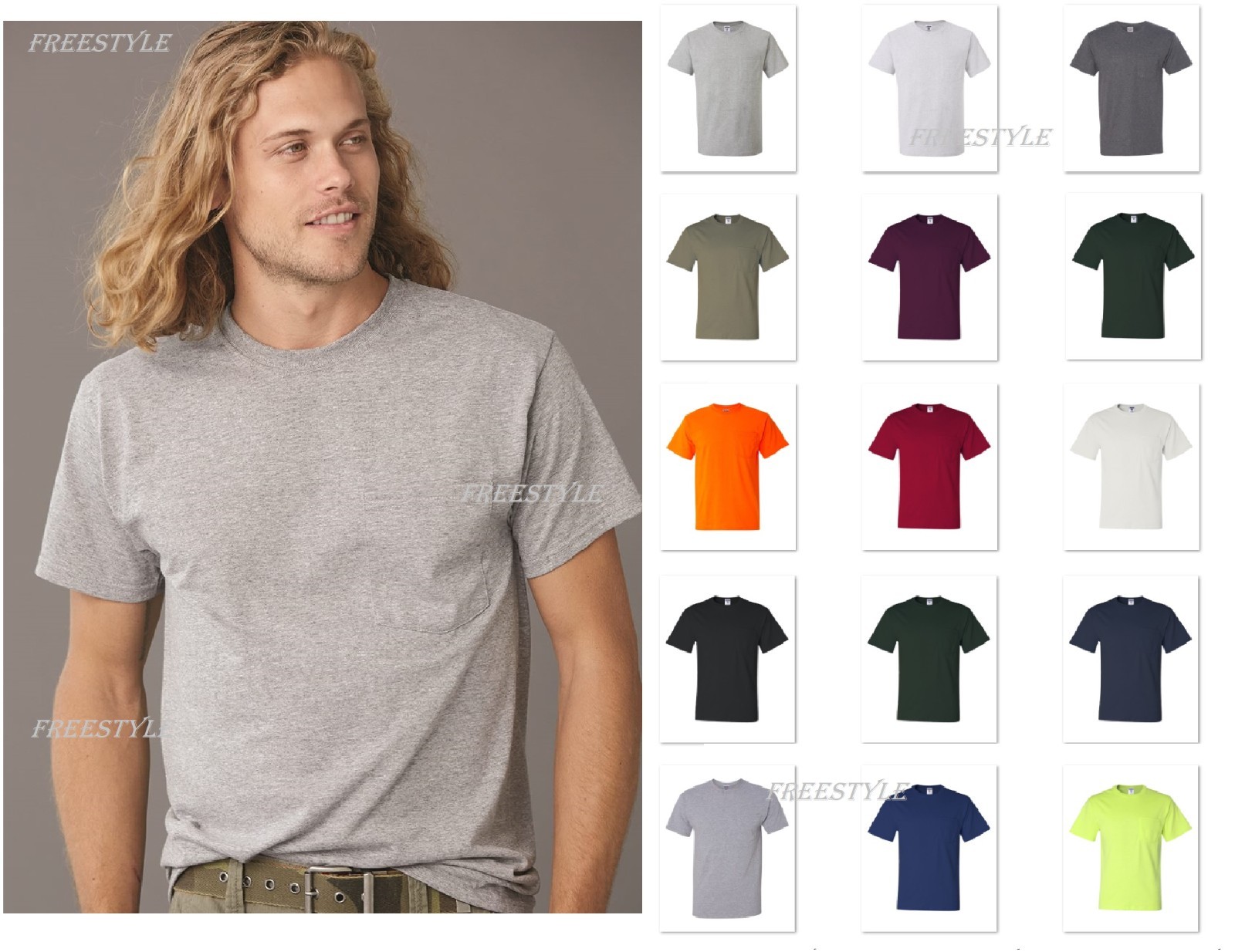 Jerzees Dri-Power Active Men’s 50/50 T-Shirt with a Pocket Tee S-5XL 29MPR