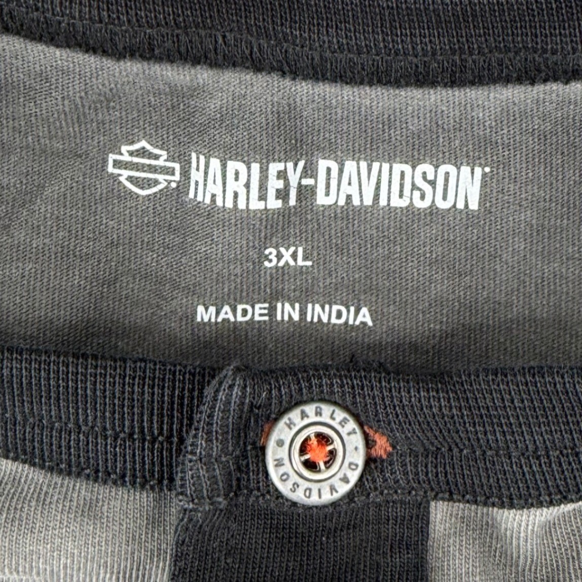 Harley-Davidson Henley Men’s 3XL Gray Black Long Sleeve Graphic Biker Shirt