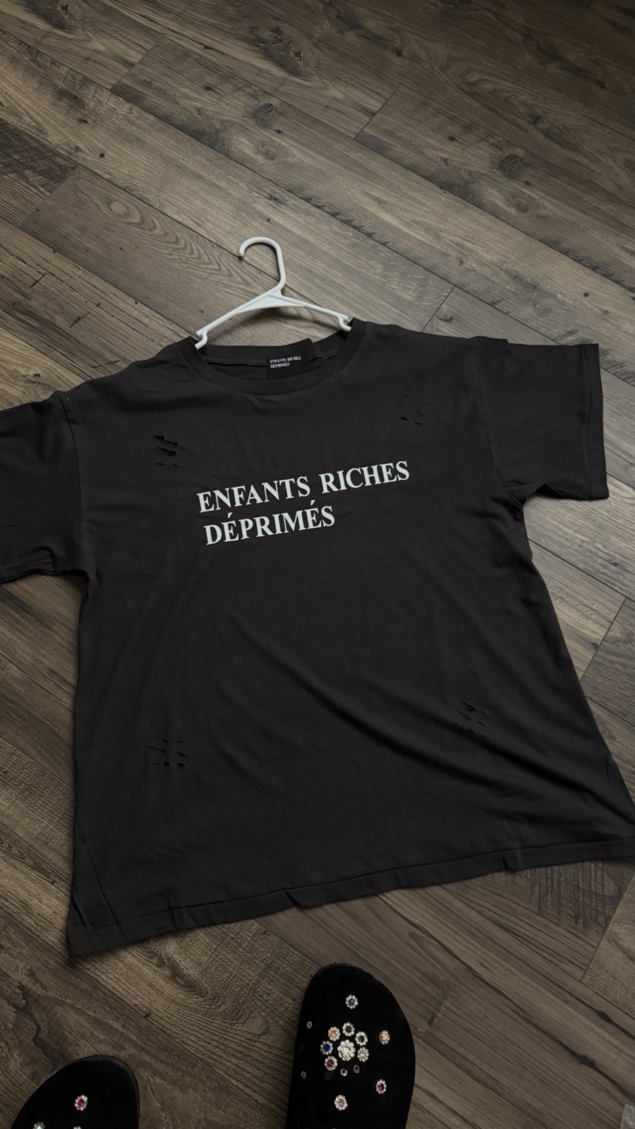 Enfants Riches Déprimés Black Graphic Logo Crew Neck Short Sleeve Men’s T-Shirt